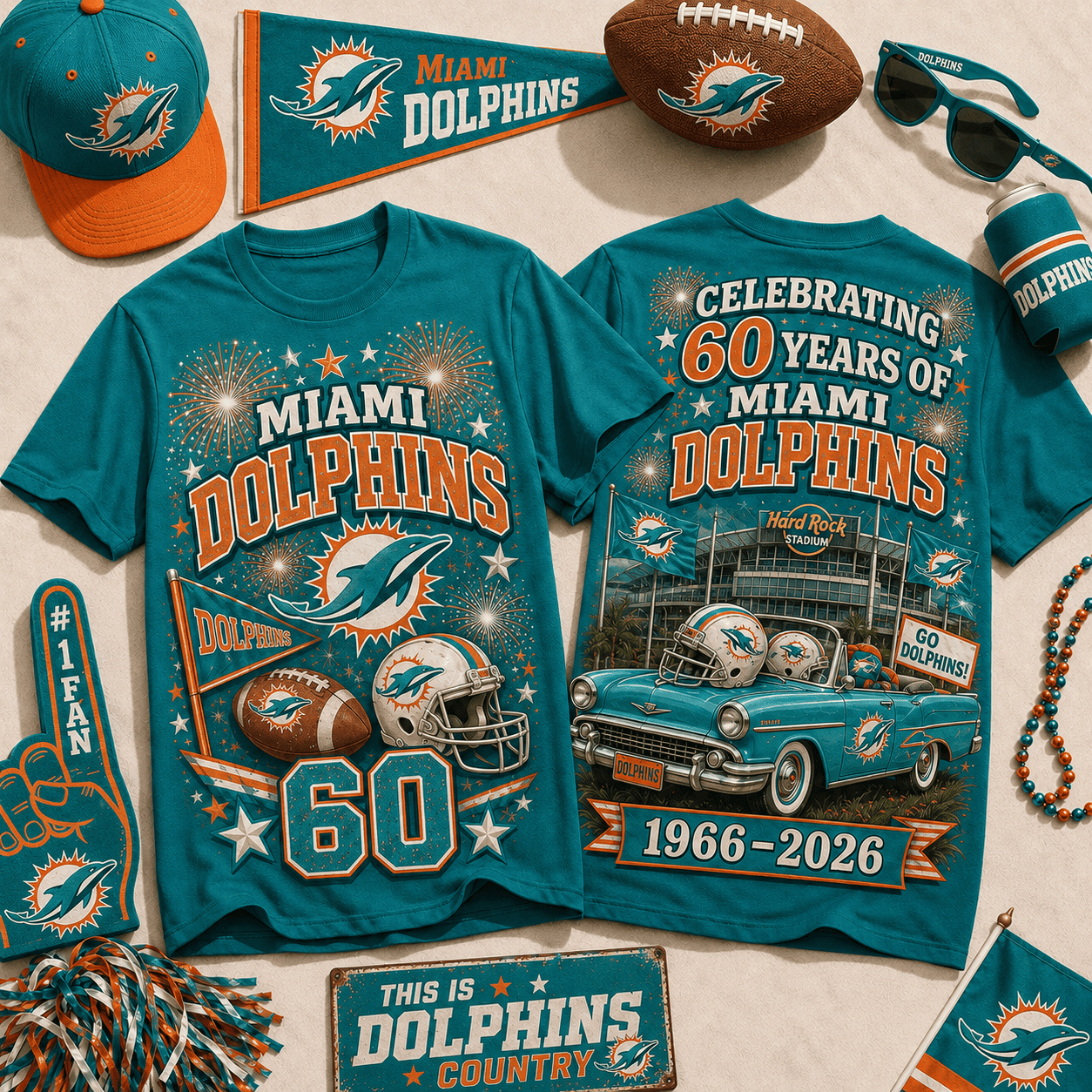 Miami Dolphins | Premium NFL Legacy Celebration 3D Shirt NY