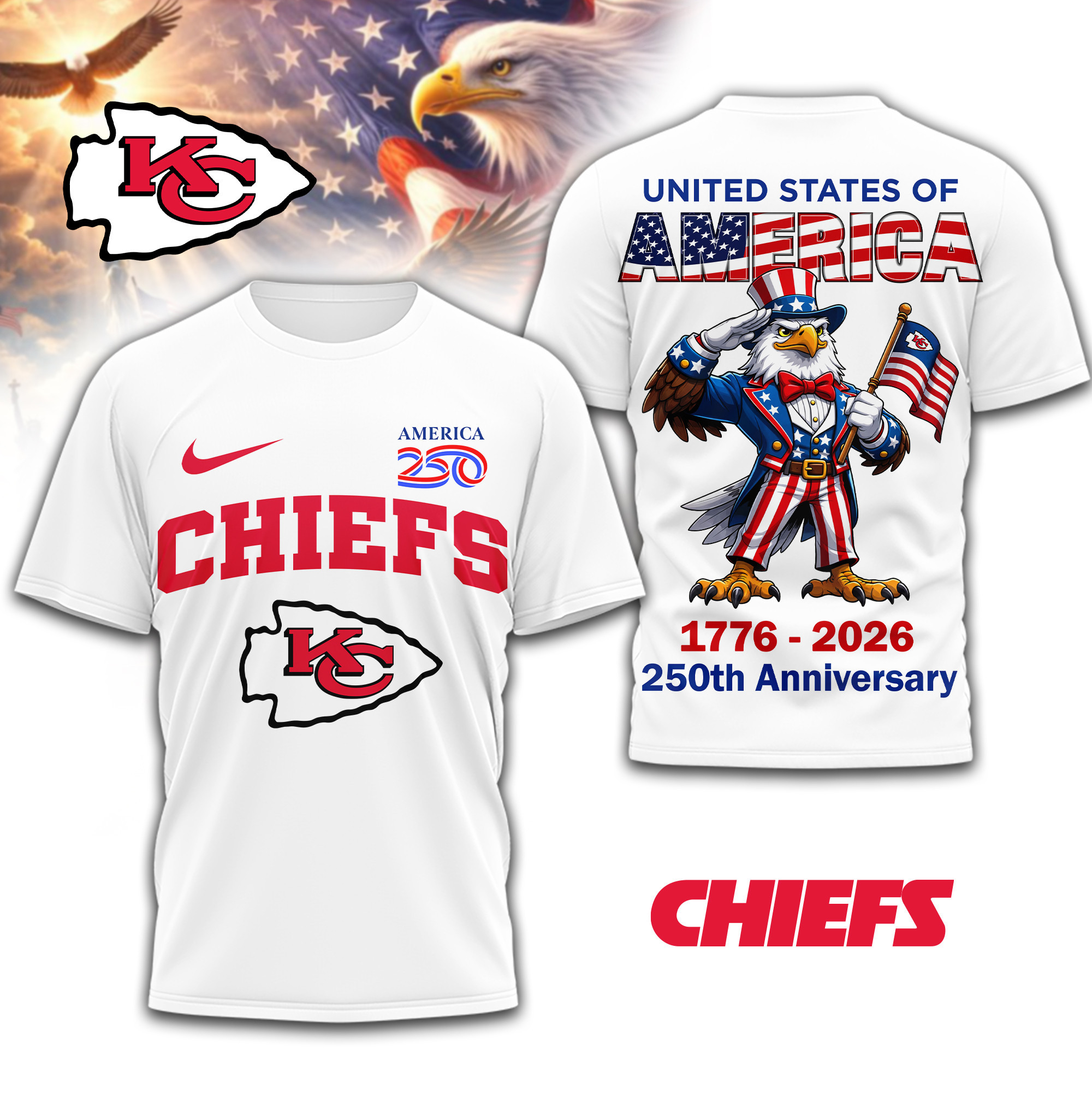 Kansas City Chiefs | Premium NFL American 250 3D Shirt TD