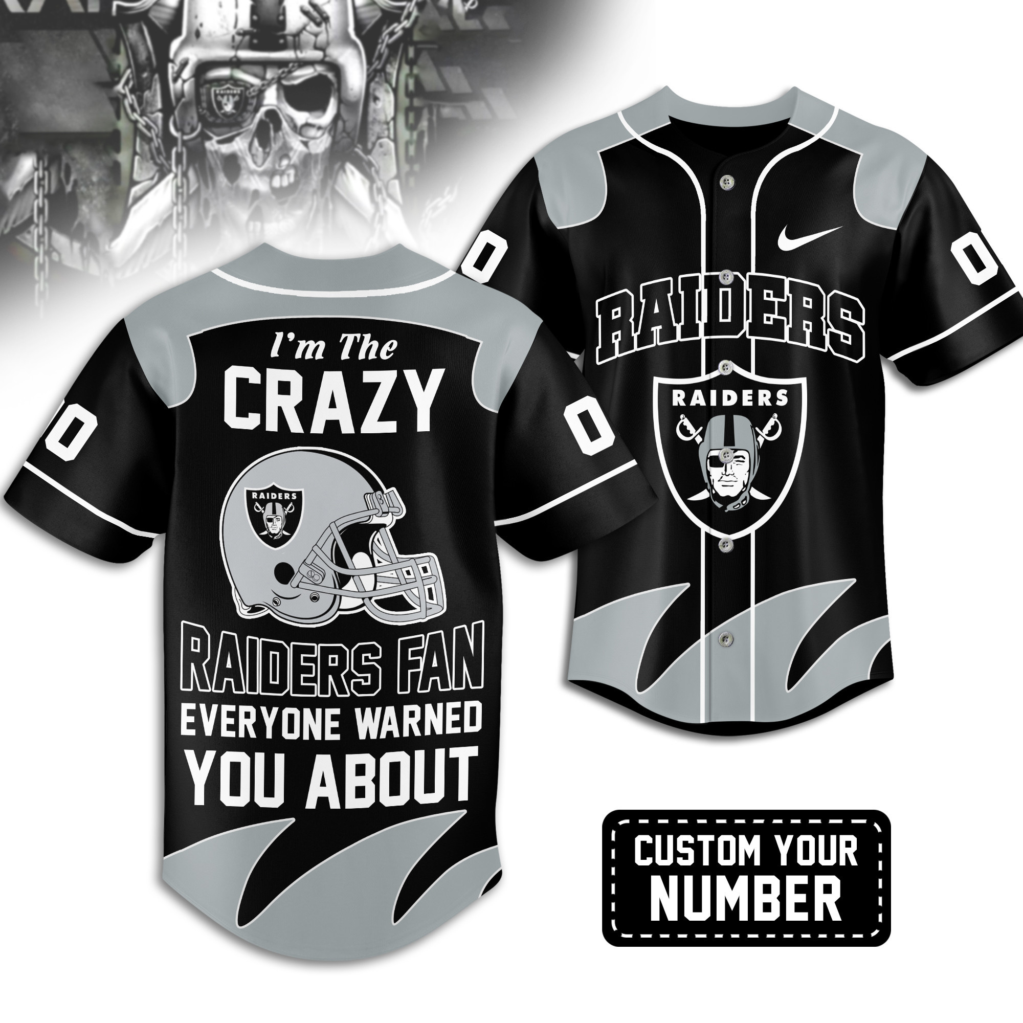 Las Vegas Raiders | Premium NFL Crazy Football Fan Personalized Jersey TD