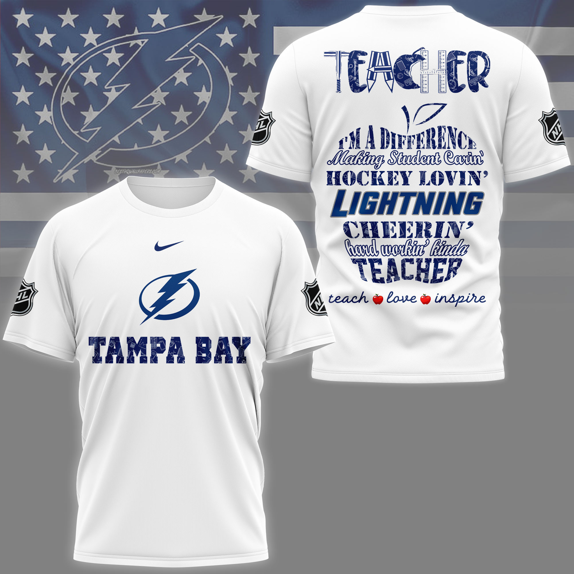 Tampa Bay Lightning | Premium NHL Teacher Pride 3D Shirt NY