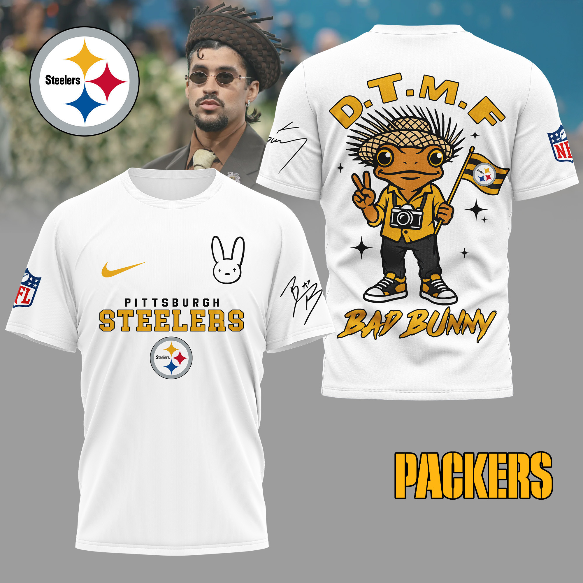 Pittsburgh Steelers | Premium NFL Bad Bunny 3D Shirt TD