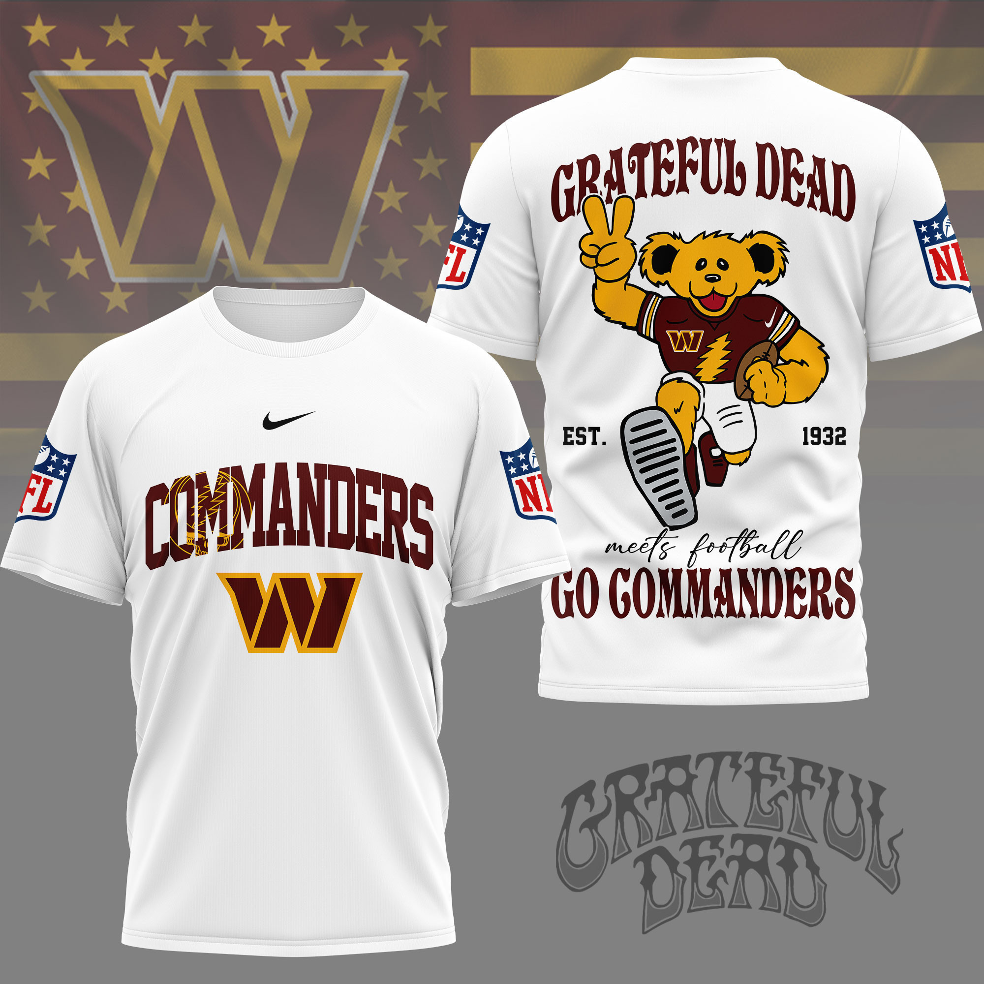Washington Commanders | Premium NFL Retro Bear 3D Shirt NY