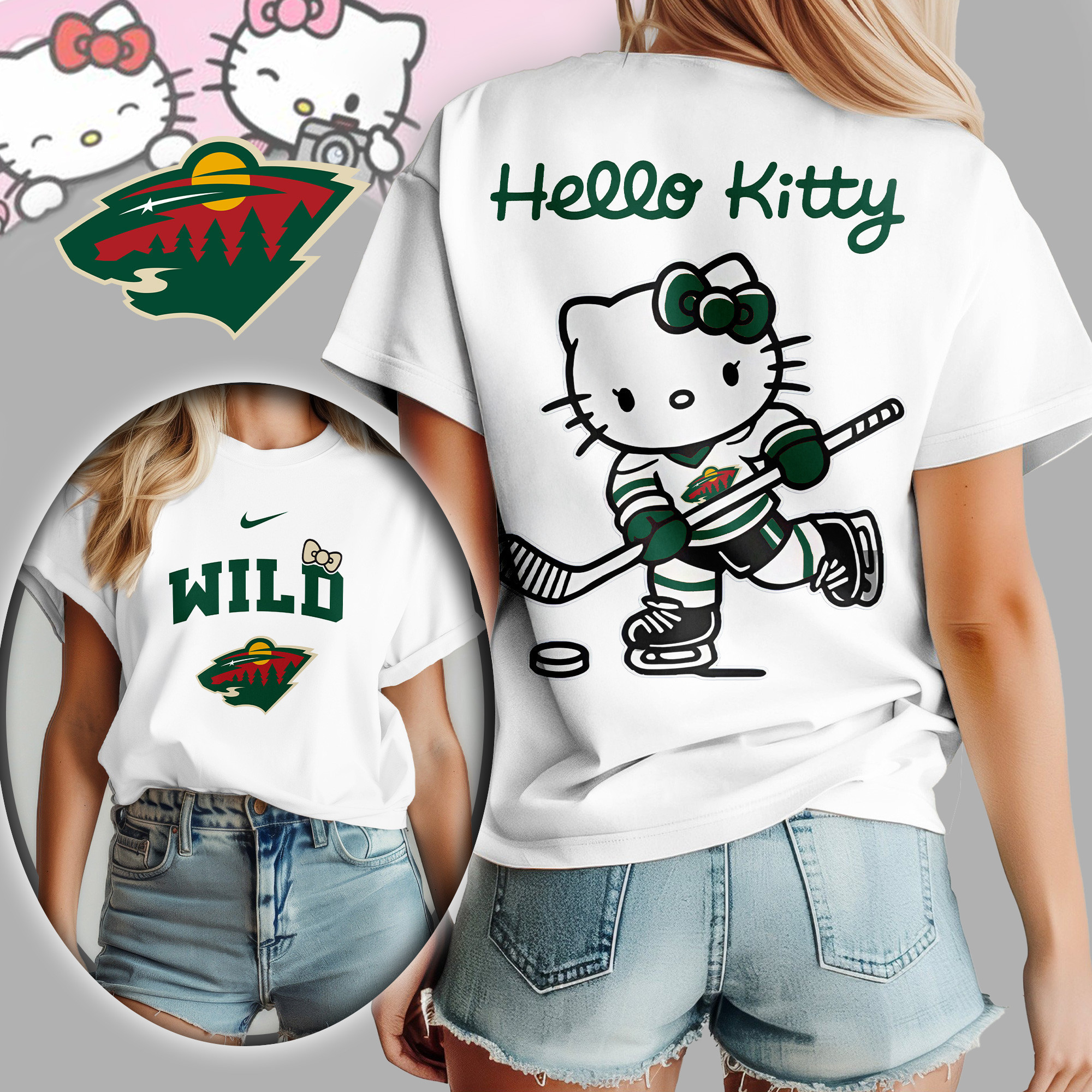Minnesota Wild | Premium NHL Hello Kitty Women's Shirt TD