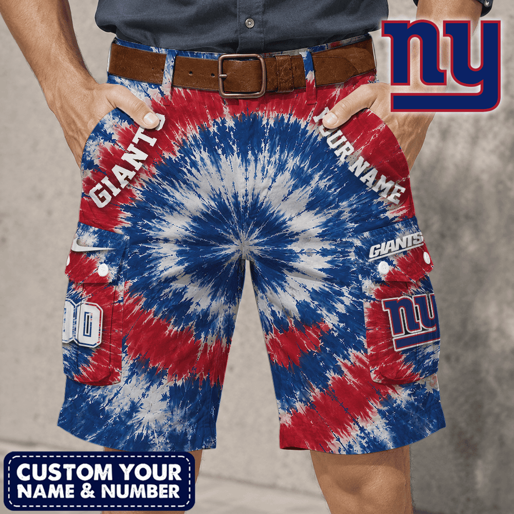New York Giants | Premium NFL Tie-Dye Cargo Shorts Square Pocket NTH1