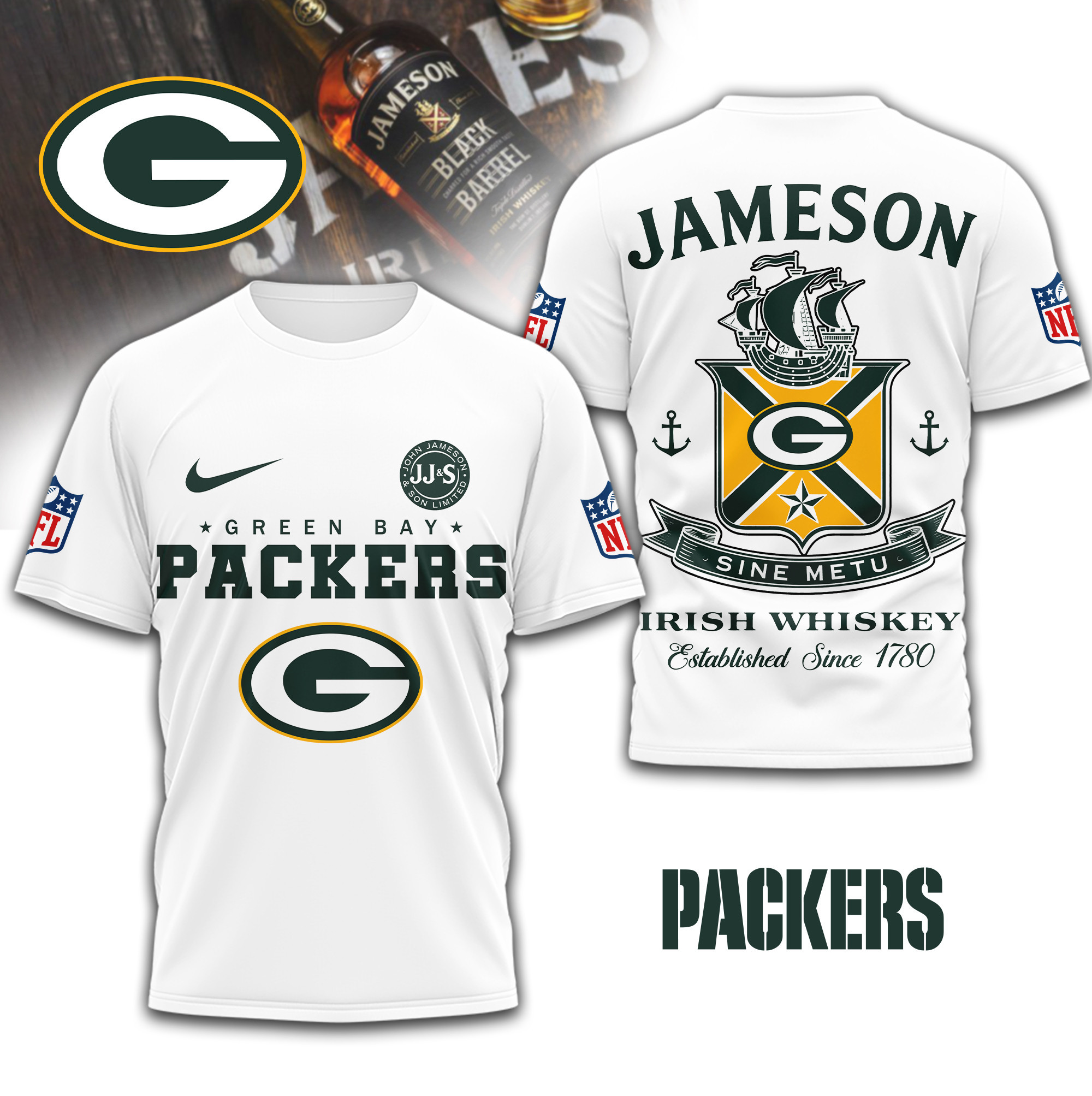 Green Bay Packers | Premium NFL Jameson Irish Whiskey 3D Shirt TD