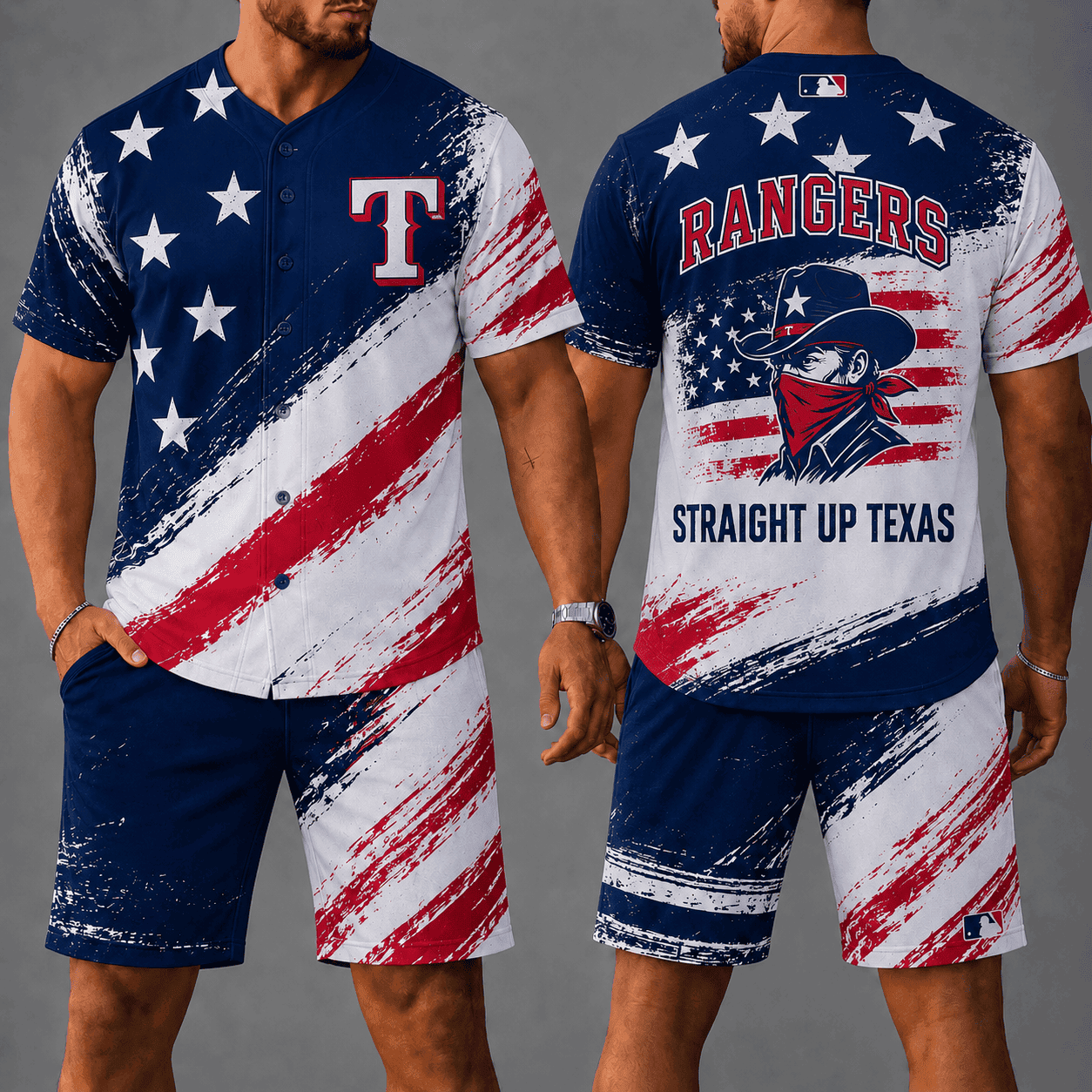 Texas Rangers | Premium MLB Star Spirit Jersey Shorts Set