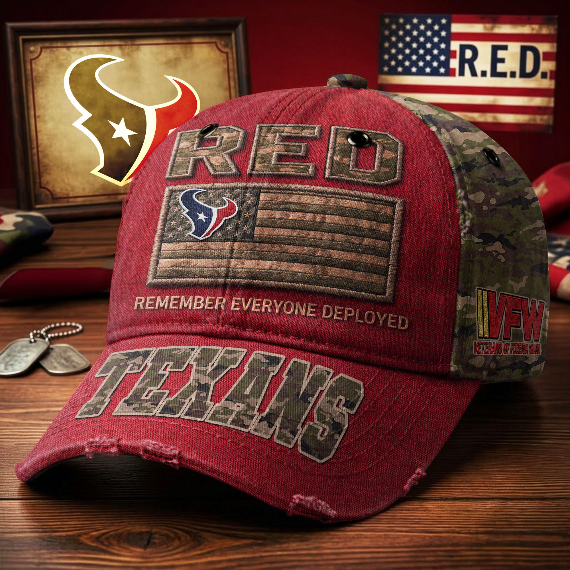 Houston Texans | Premium NFL Remember Everyone Deployed Classic Cap TD