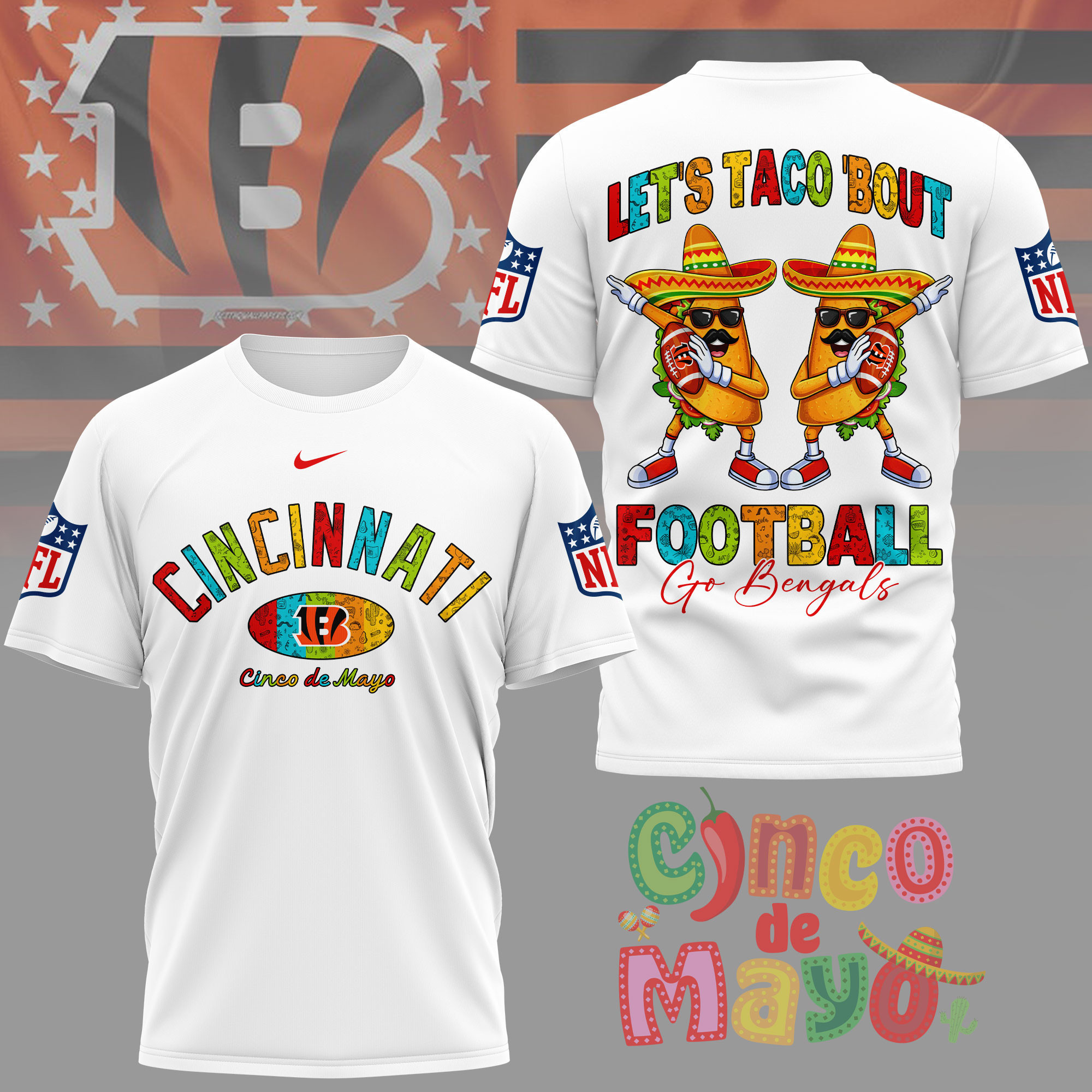 Cincinnati Bengals | Premium NFL Taco Cinco de Mayo 3D Shirt NY