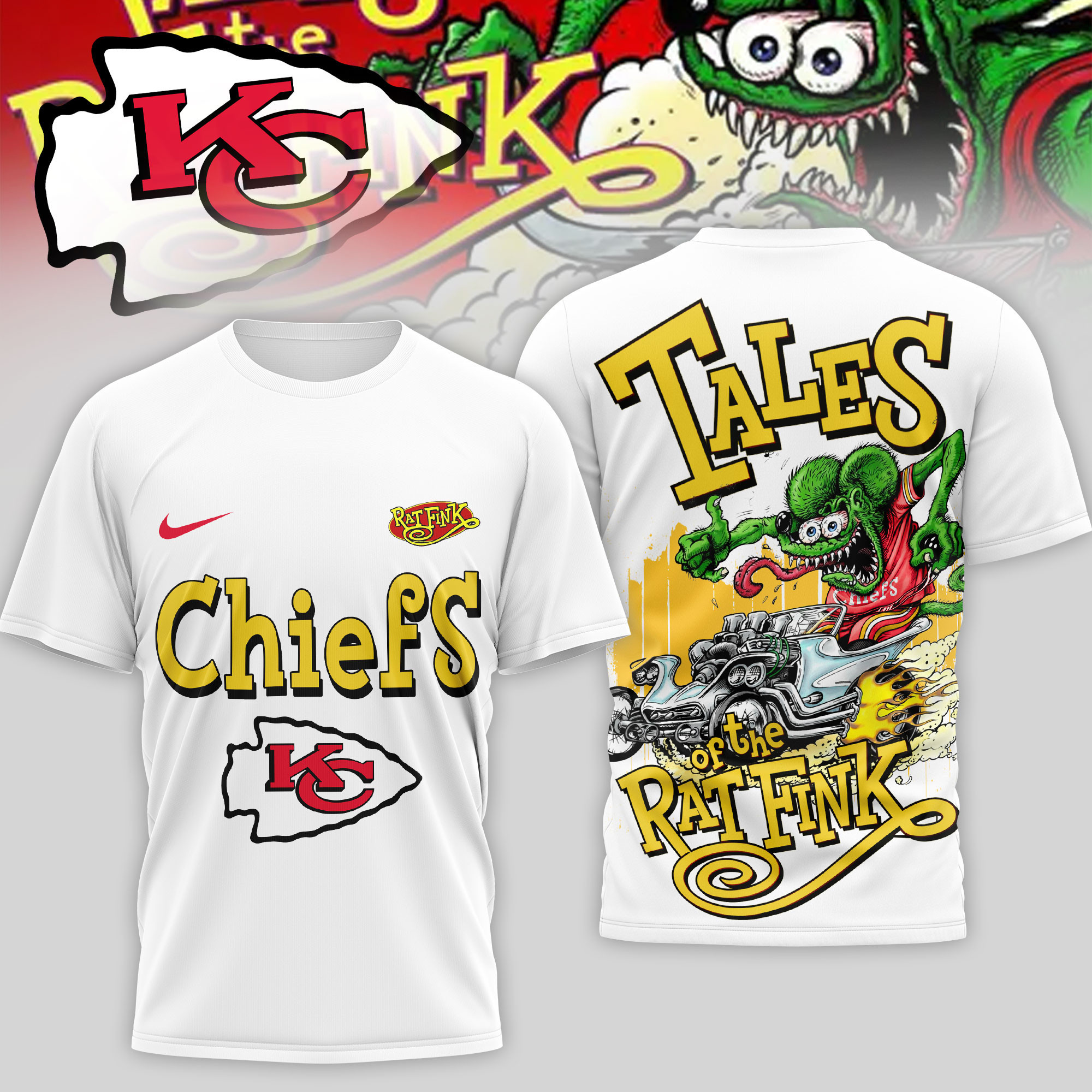 Kansas City Chiefs | Premium NFL Rat Fink 3D Shirt TD