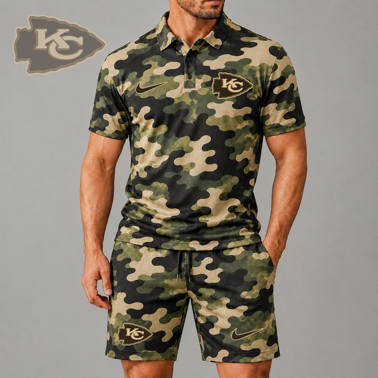 Kansas City Chiefs | Premium NFL Military Camo Polo & Shorts Set NY