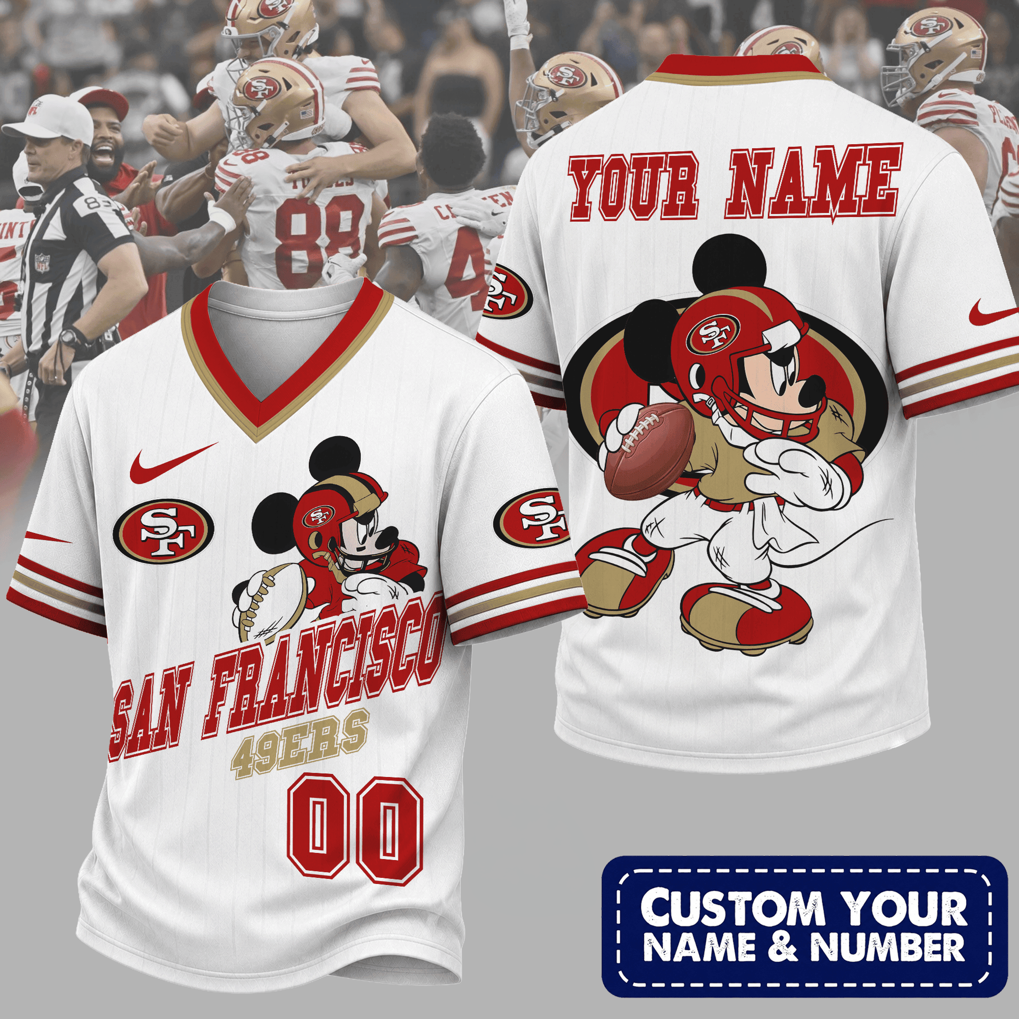 San Francisco 49ers | Premium NFL Mickey Quarterback V-Neck Jersey NTH1