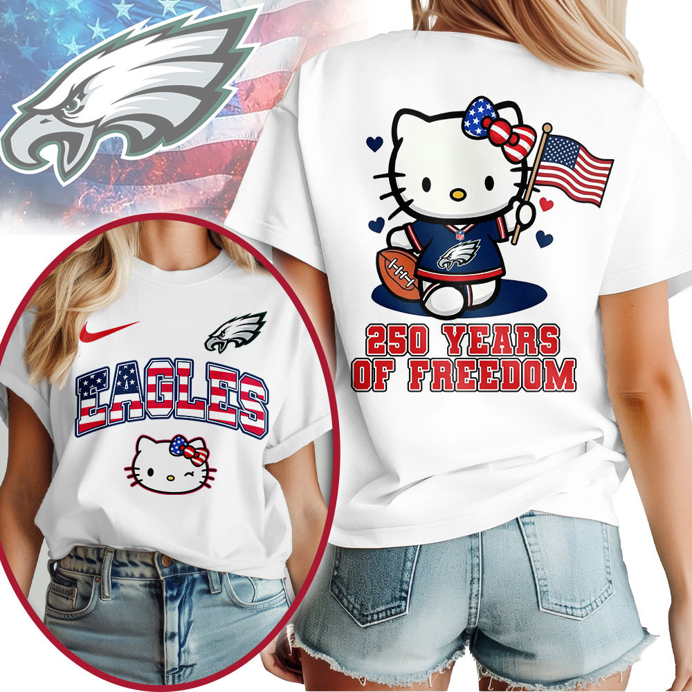Philadelphia Eagles | Premium NFL Hello Kitty Celebrates 250th Anniversary Women Shirt NP