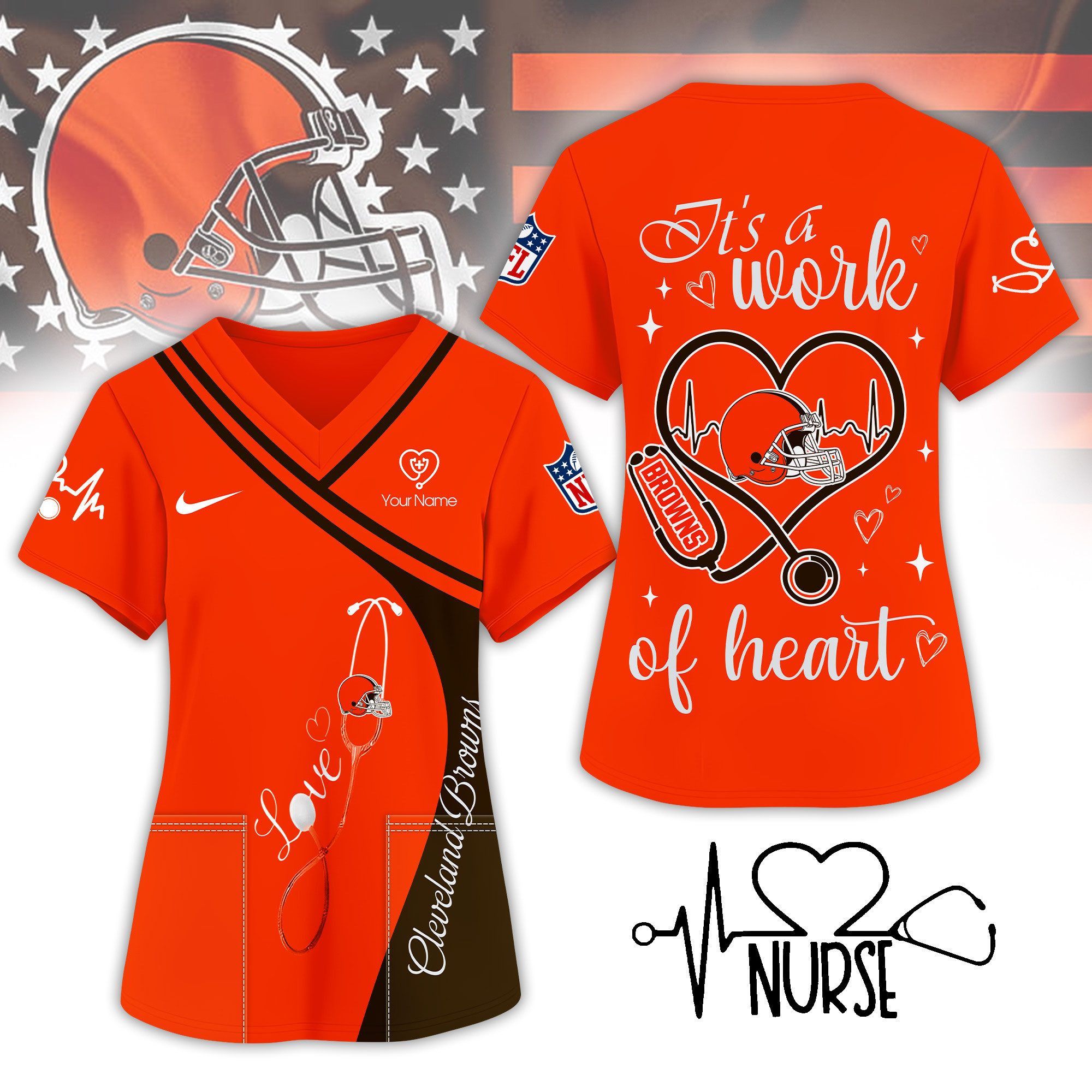 Cleveland Browns | Premium NFL Nurse Pride 3D Shirt NY