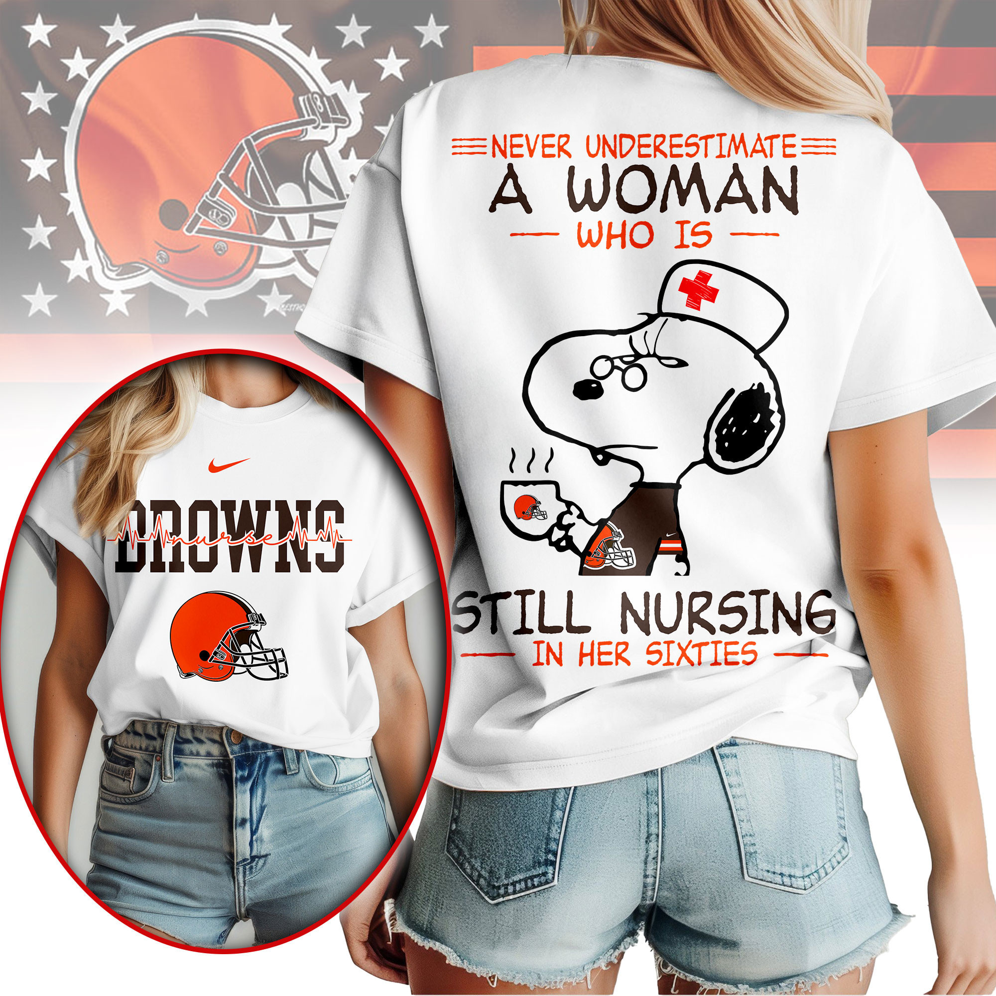 Cleveland Browns | Premium NFL Never Underestimate A Nurse Women Shirt NY