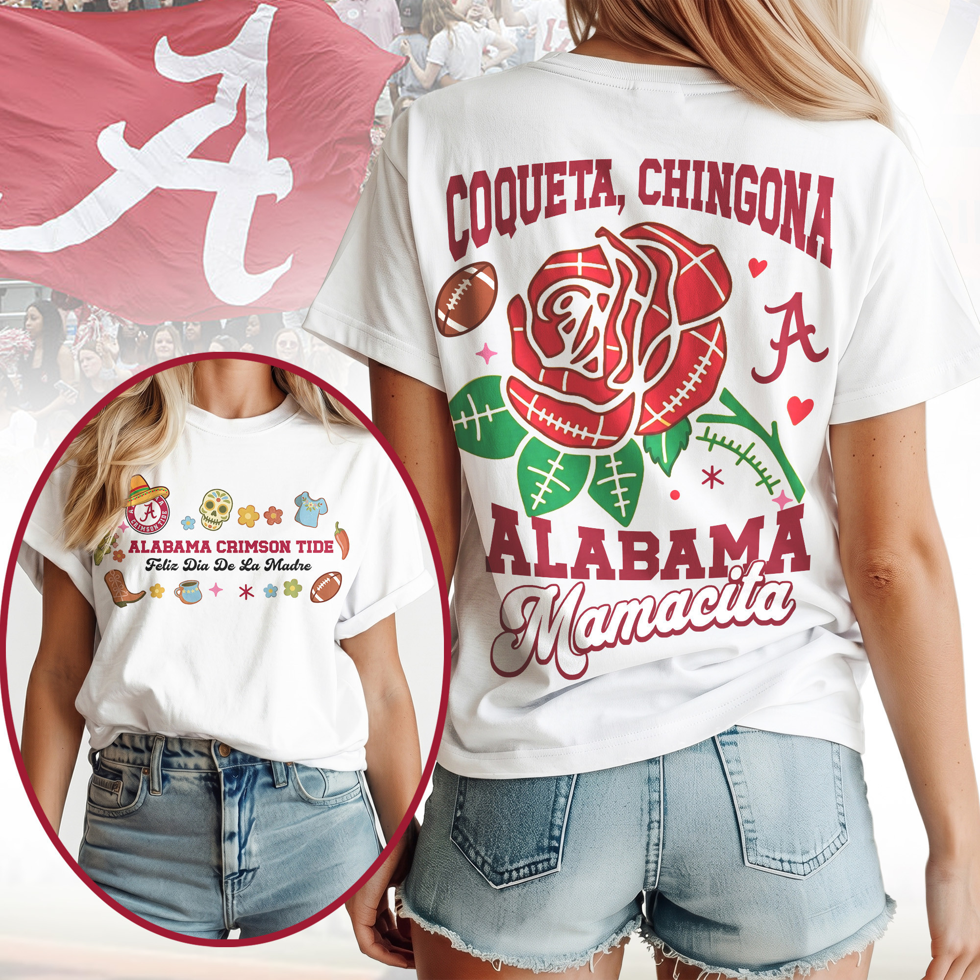 Alabama Crimson Tide | Premium NCAA Dia De La Madre 3D T-Shirt HY
