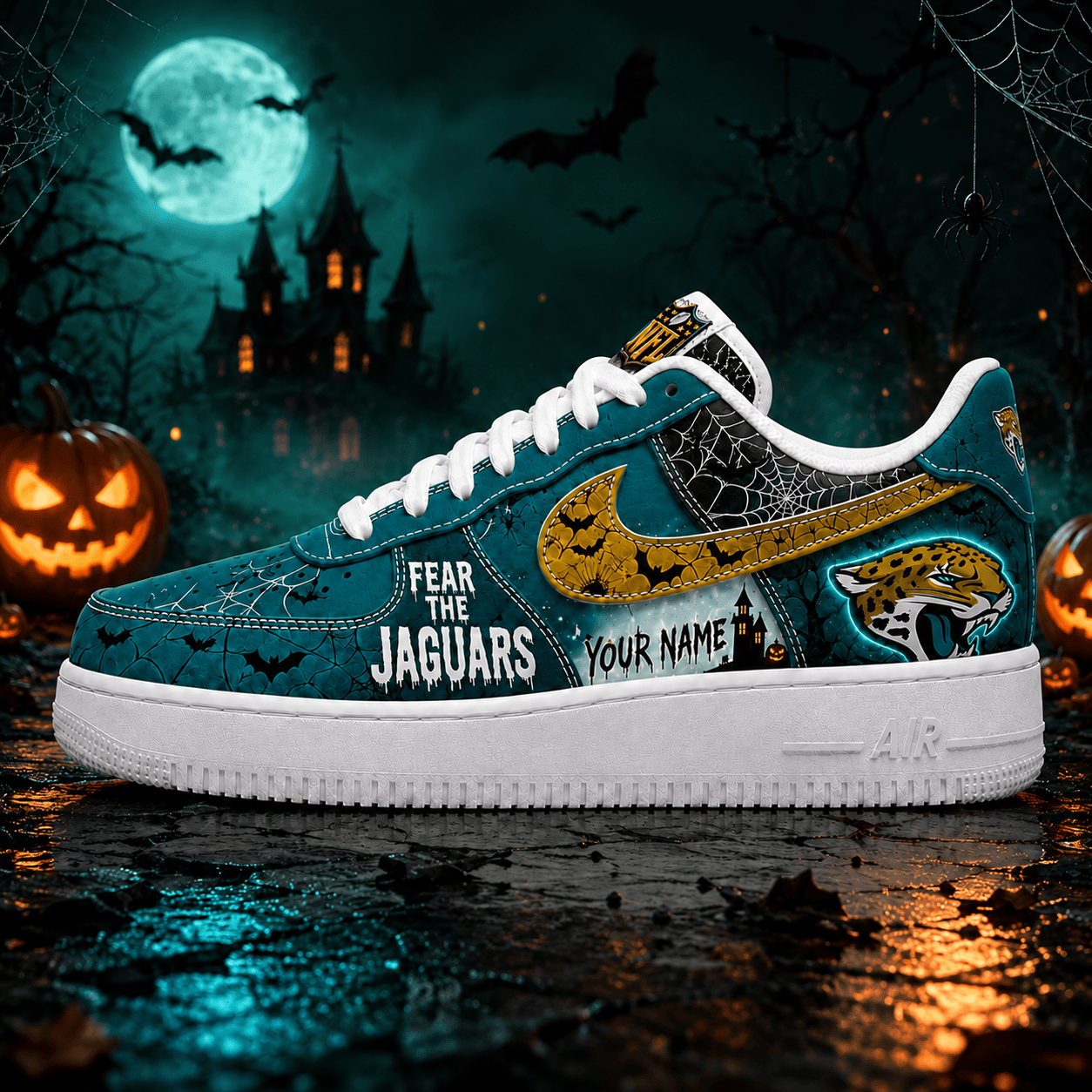Jacksonville Jaguars | Premium NFL Fear The Team Halloween AF1 Sneakers