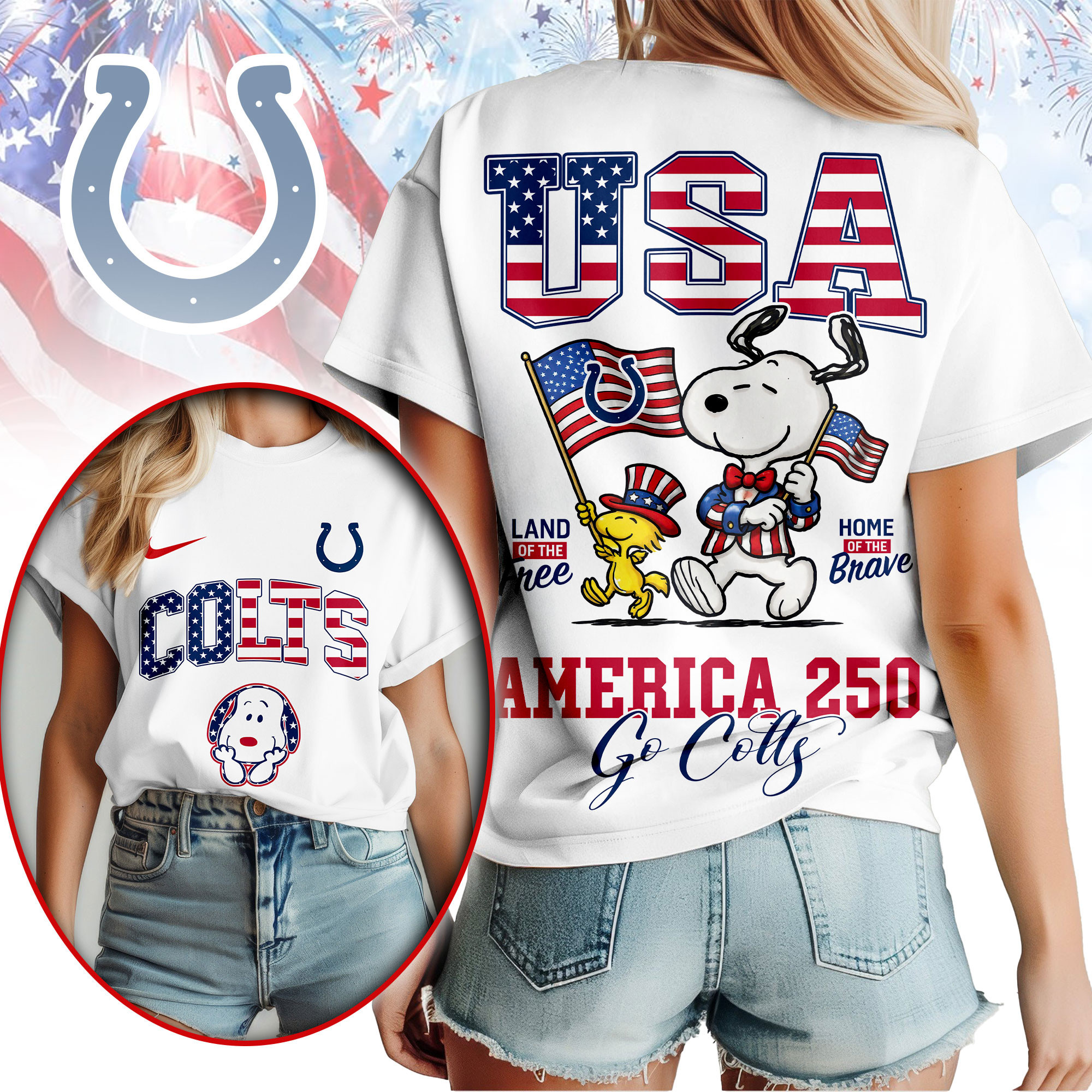 Indianapolis Colts | Premium NFL Snoopy America 250 3D Shirt NY