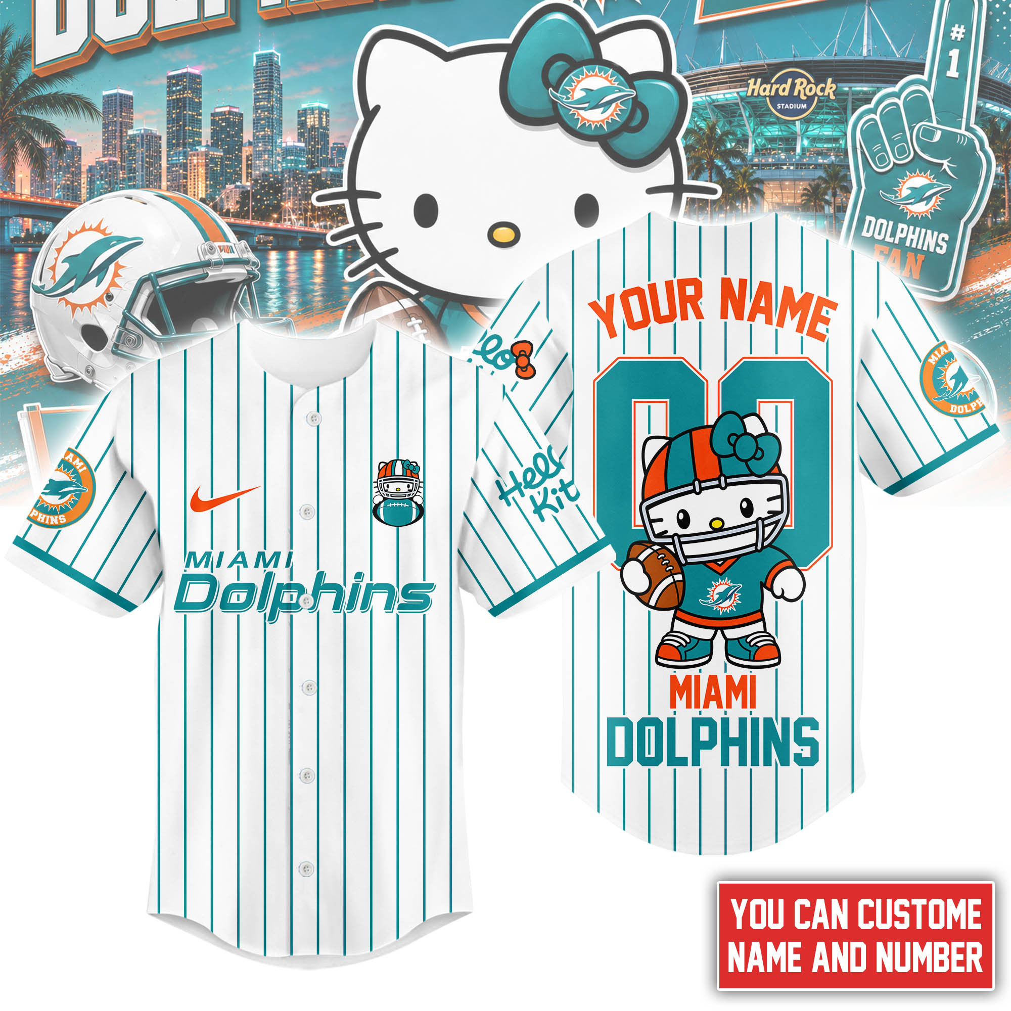 Miami Dolphins | Premium NFL Kitty Game Day Custom Jersey Shirt NTH1