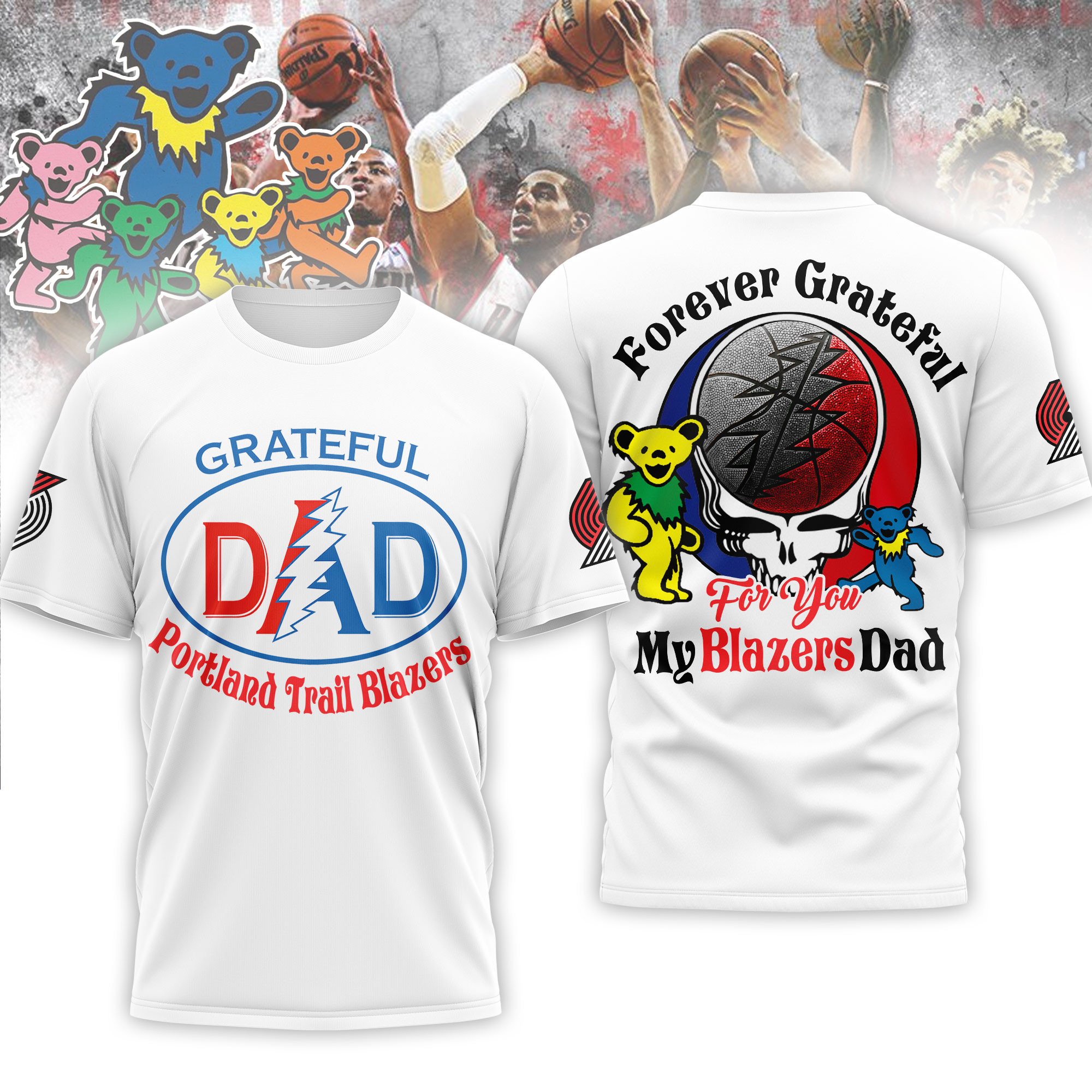 Portland Trail Blazers | Premium NBA Grateful Dead Father Day 3D Shirt HY