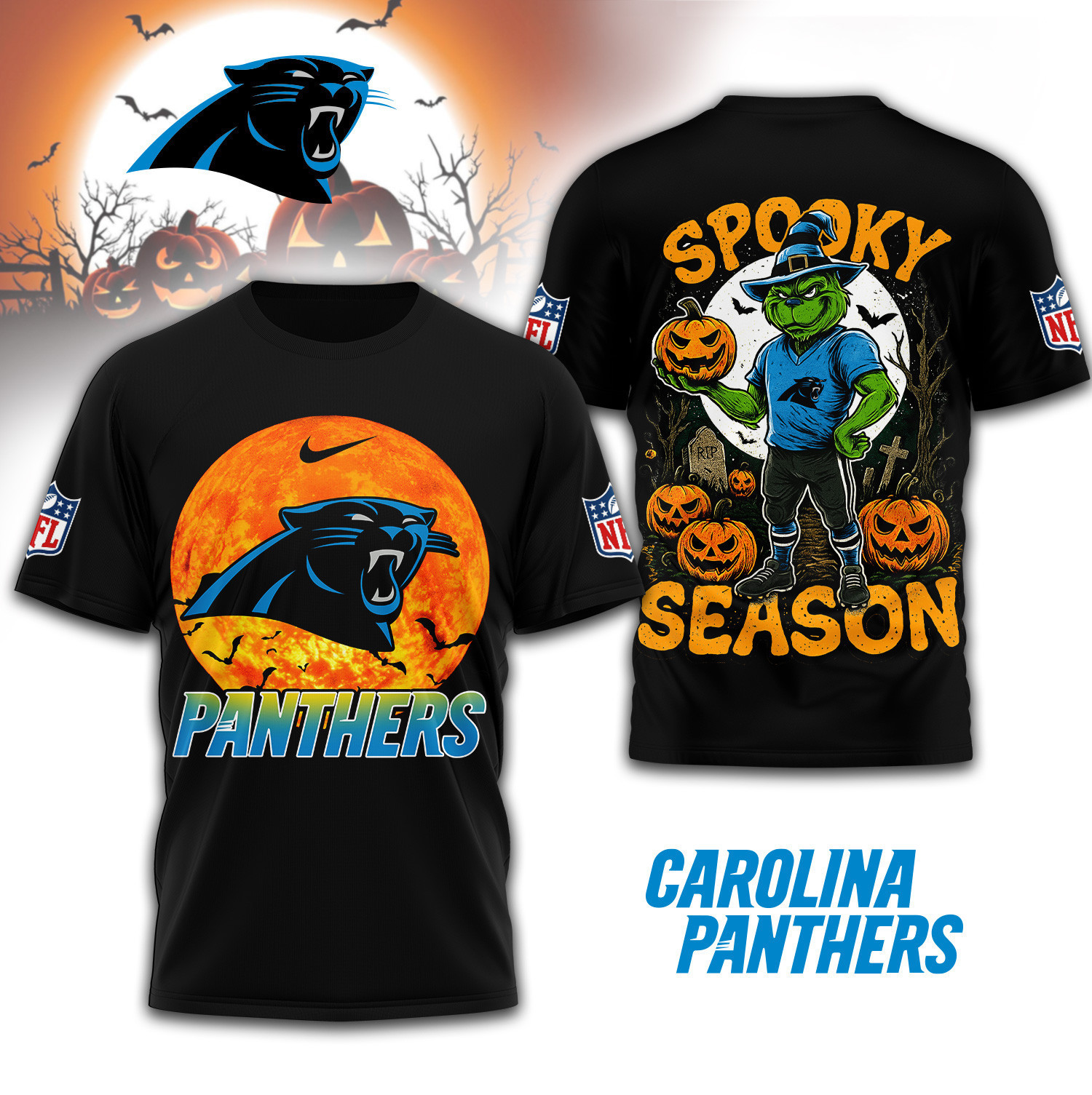 Carolina Panthers | Premium NFL Spooky Season 3D Shirt TD