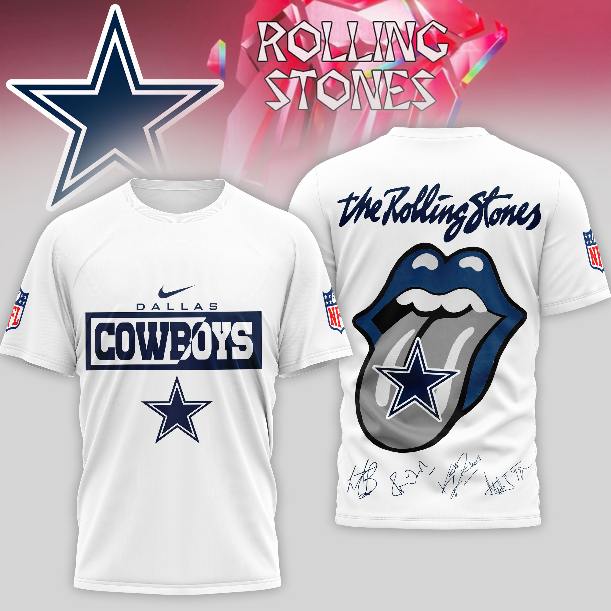 Dallas Cowboys | Premium NFL The Rolling Stones 3D Shirt TD