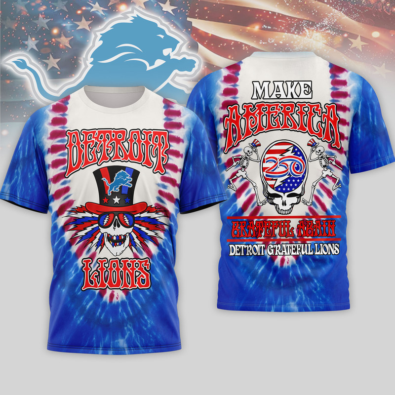 Detroit Lions | Premium NFL Grateful Dead 250 Years Of America 3D Shirt HY