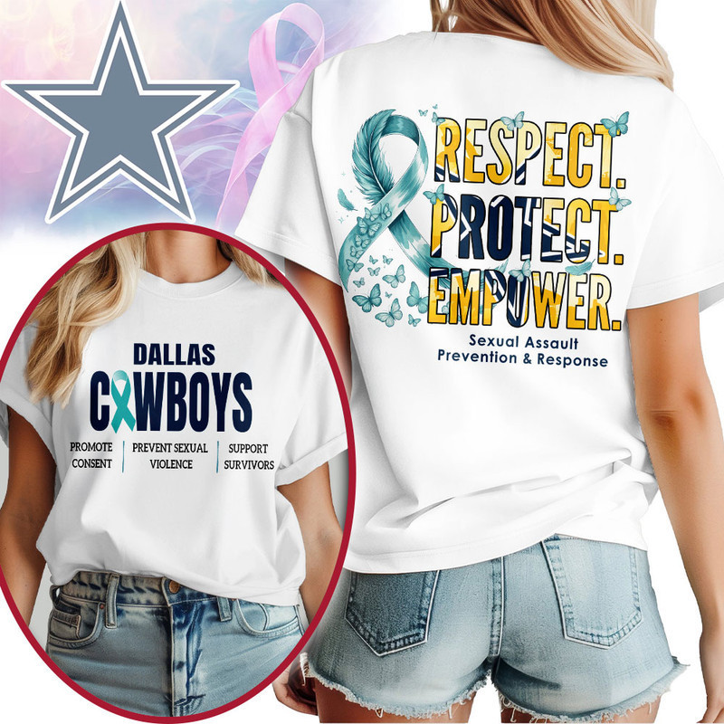 Dallas Cowboys | Premium NFL SA Prevention Month 3D Shirt HY