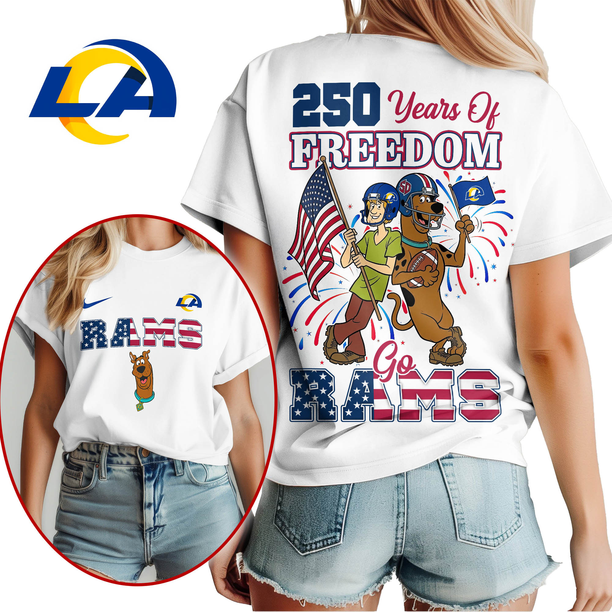 Los Angeles Rams | Premium NFL Scooby Doo Celebrates 250th Anniversary 3D Shirt NP