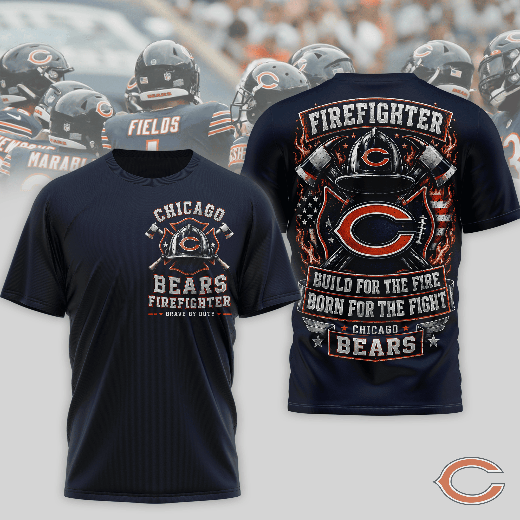 Chicago Bears | Premium NFL Firefighter Tribute Team 3D Shirt NTH1