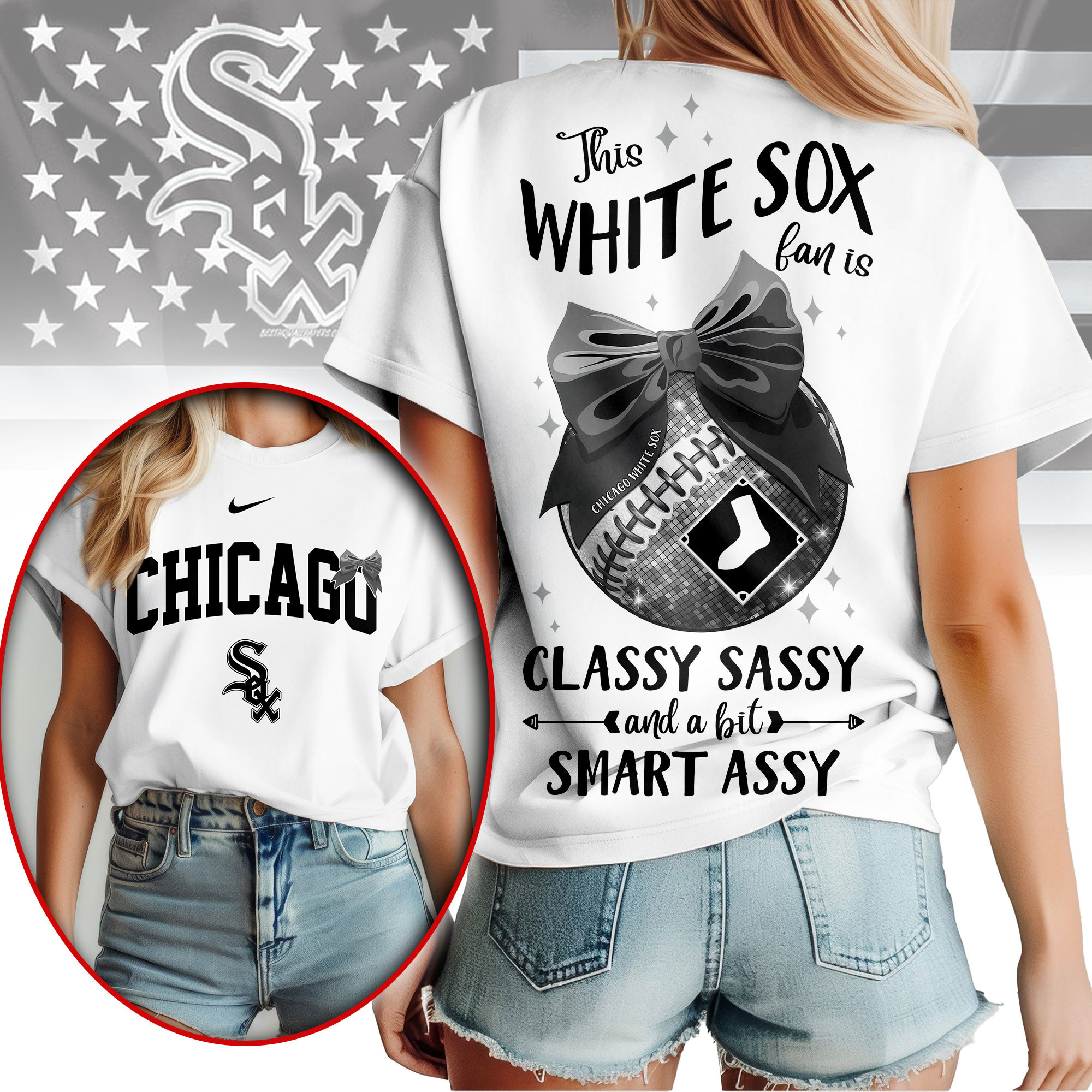 Chicago White Sox | Premium MLB Girly Bow 3D Shirt NY
