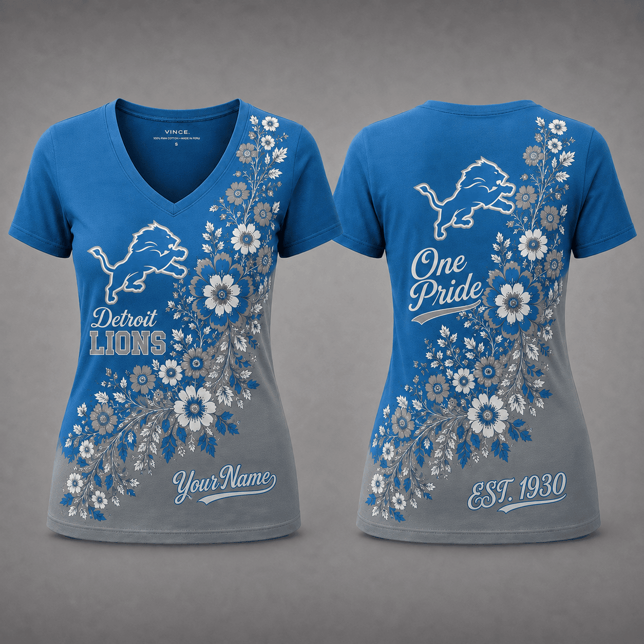 Detroit Lions| Premium NFL Personalized Floral Pride Women’s V-Neck Jersey NY
