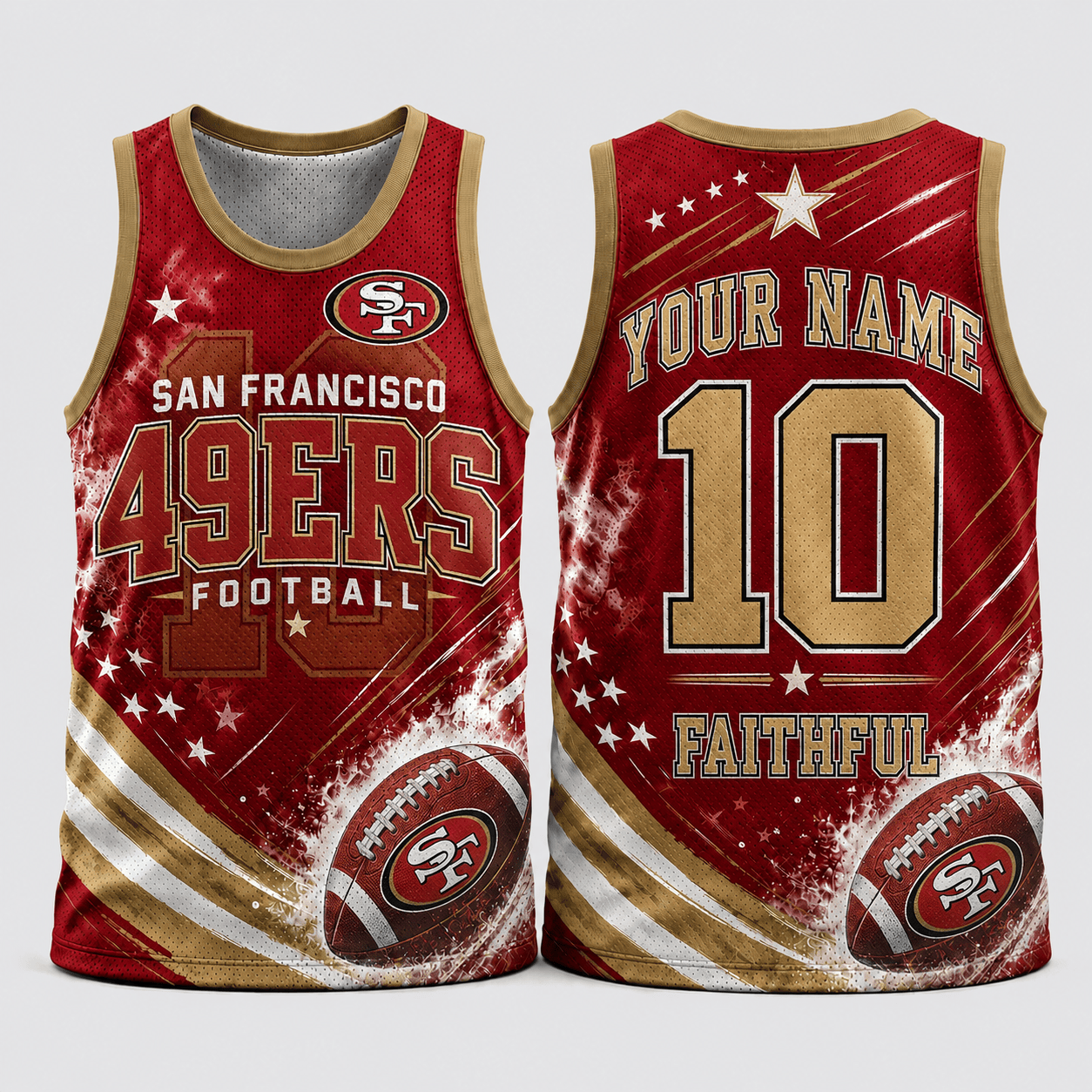 San Francisco 49ers | Premium NFL Custom Name & Number Football Tank Top for Loyal Fans and Game Day Pride TD