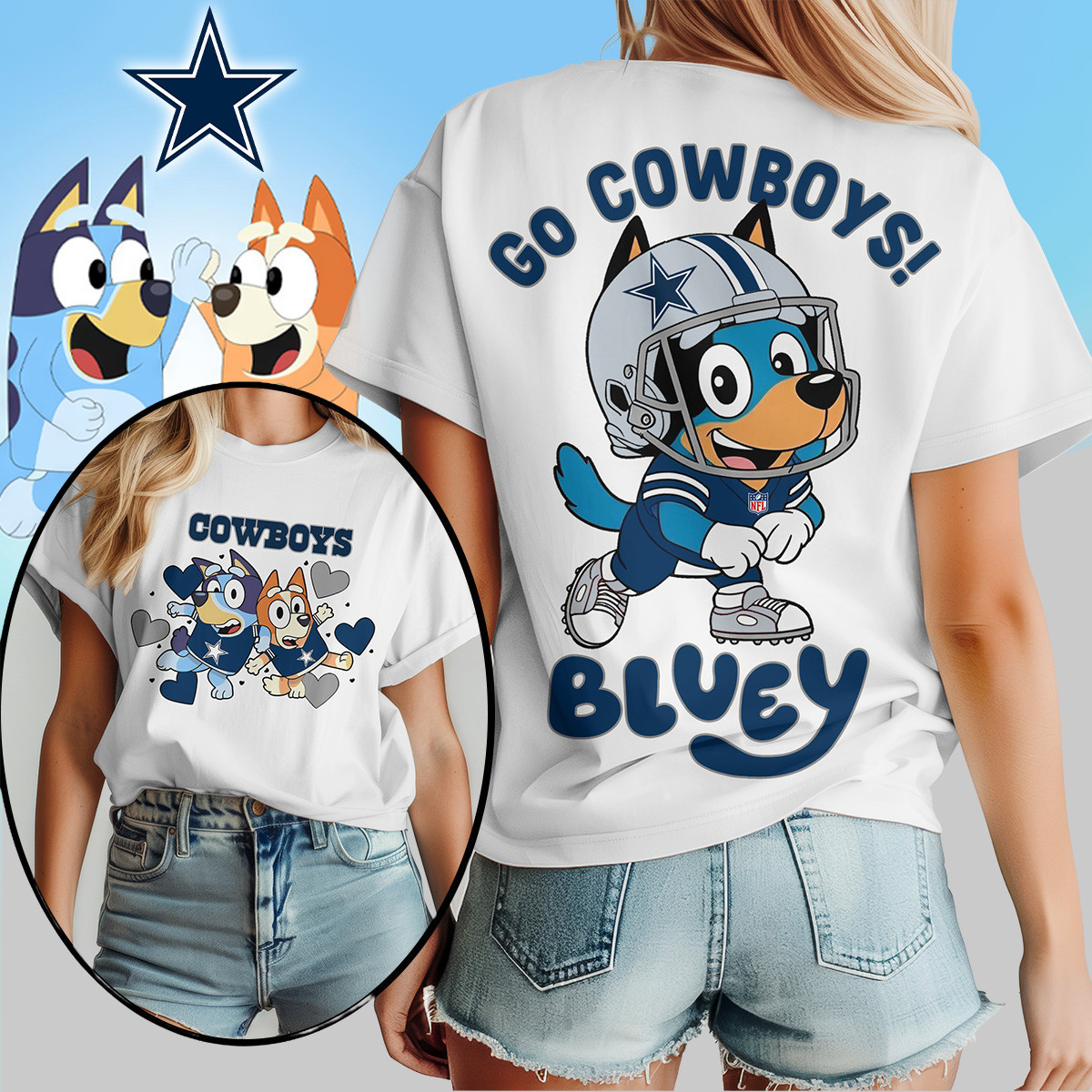 Dallas Cowboys | Premium NFL Bluey Women's Shirt TD