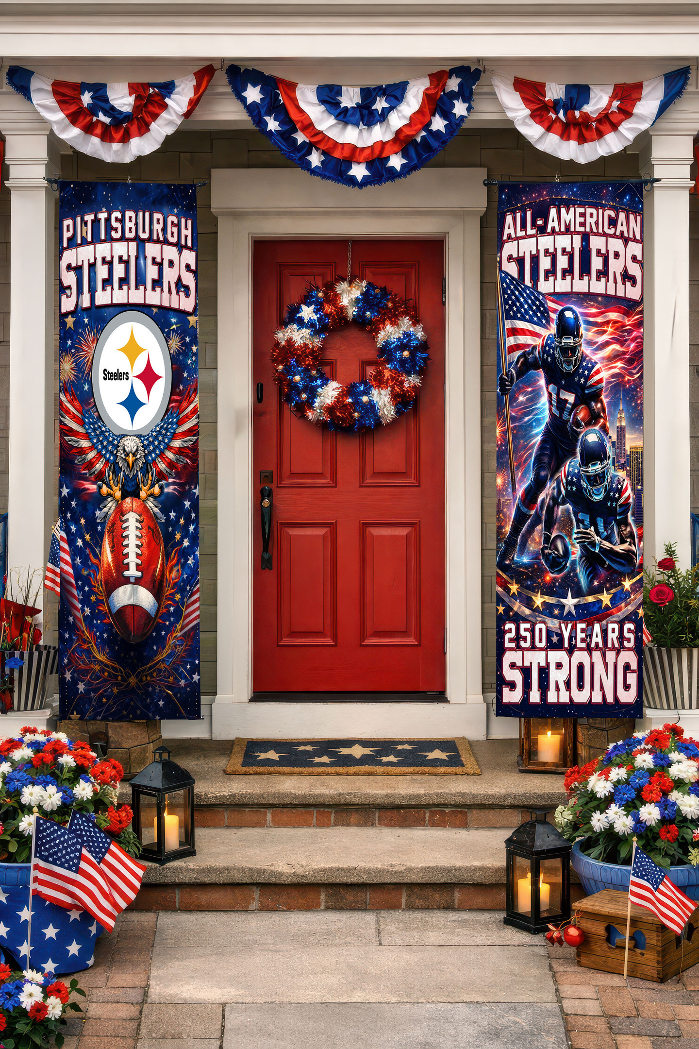 Pittsburgh Steelers | Premium NFL 250th Anniversary Of America Independence Day Porch Sign HY