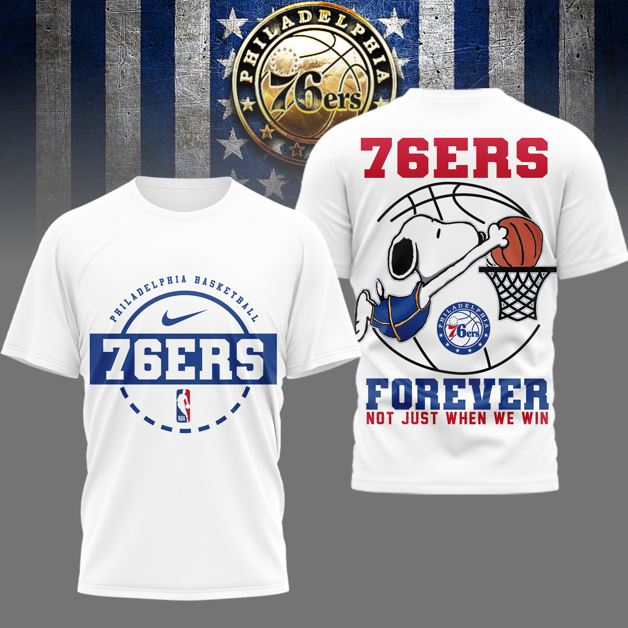 Philadelphia 76ers | Premium NBA Snoopy Forever Loyal 3D Shirt TD