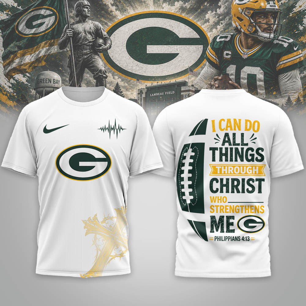 Green Bay Packers | Premium NFL Christ Strengthens Me 3D Shirt NTH1