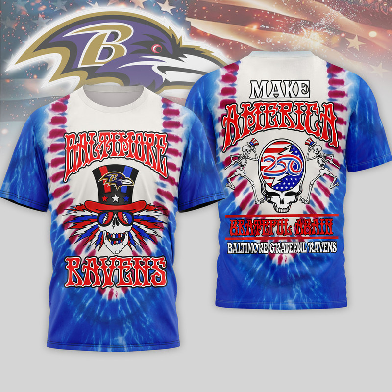 Baltimore Ravens | Premium NFL Grateful Dead 250 Years Of America 3D Shirt HY