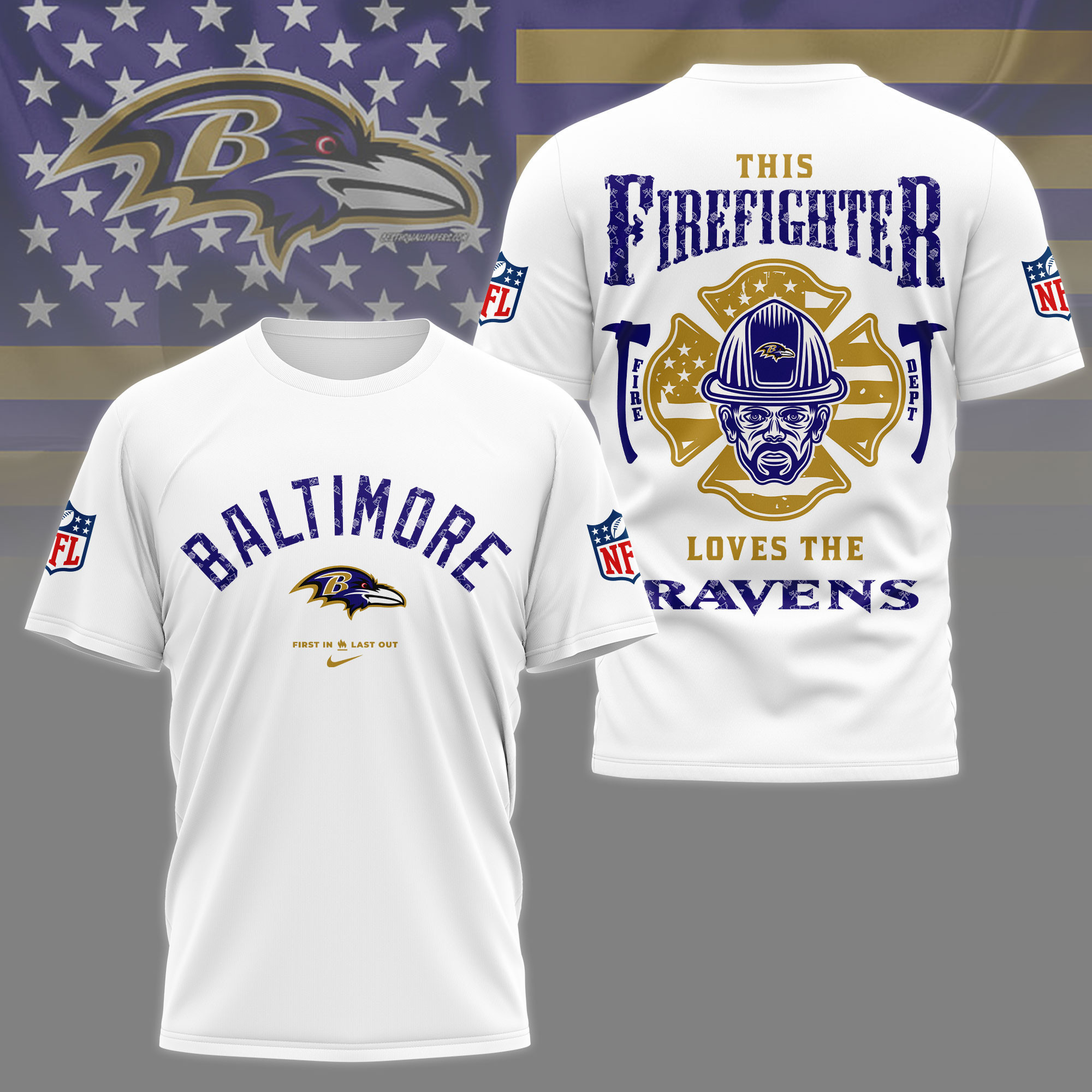 Baltimore Ravens | Premium NFL Firefighter Tribute 3D Shirt NY