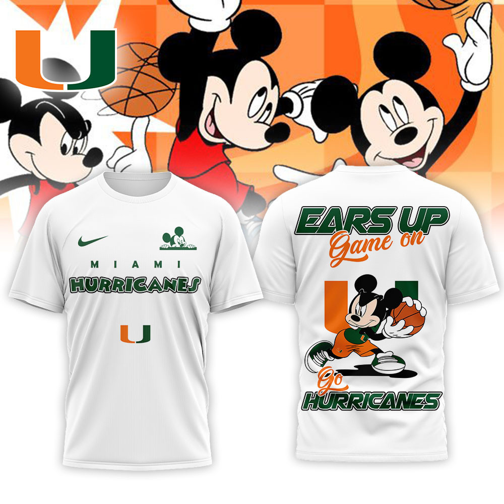 Miami Hurricanes | Premium NCAA Mickey Ears Up Game On 3D T-Shirt NP