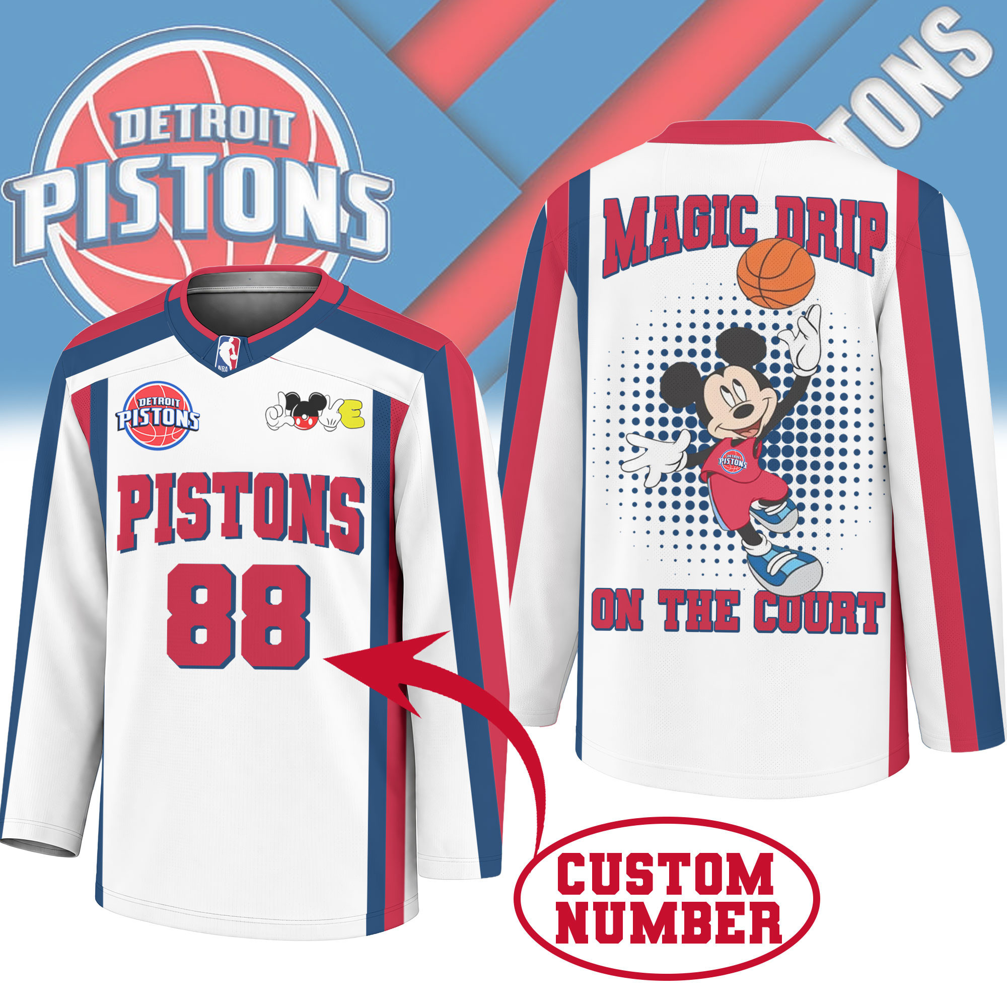 Detroit Pistons | Premium NBA Magic Drip Long Jersey NTH1