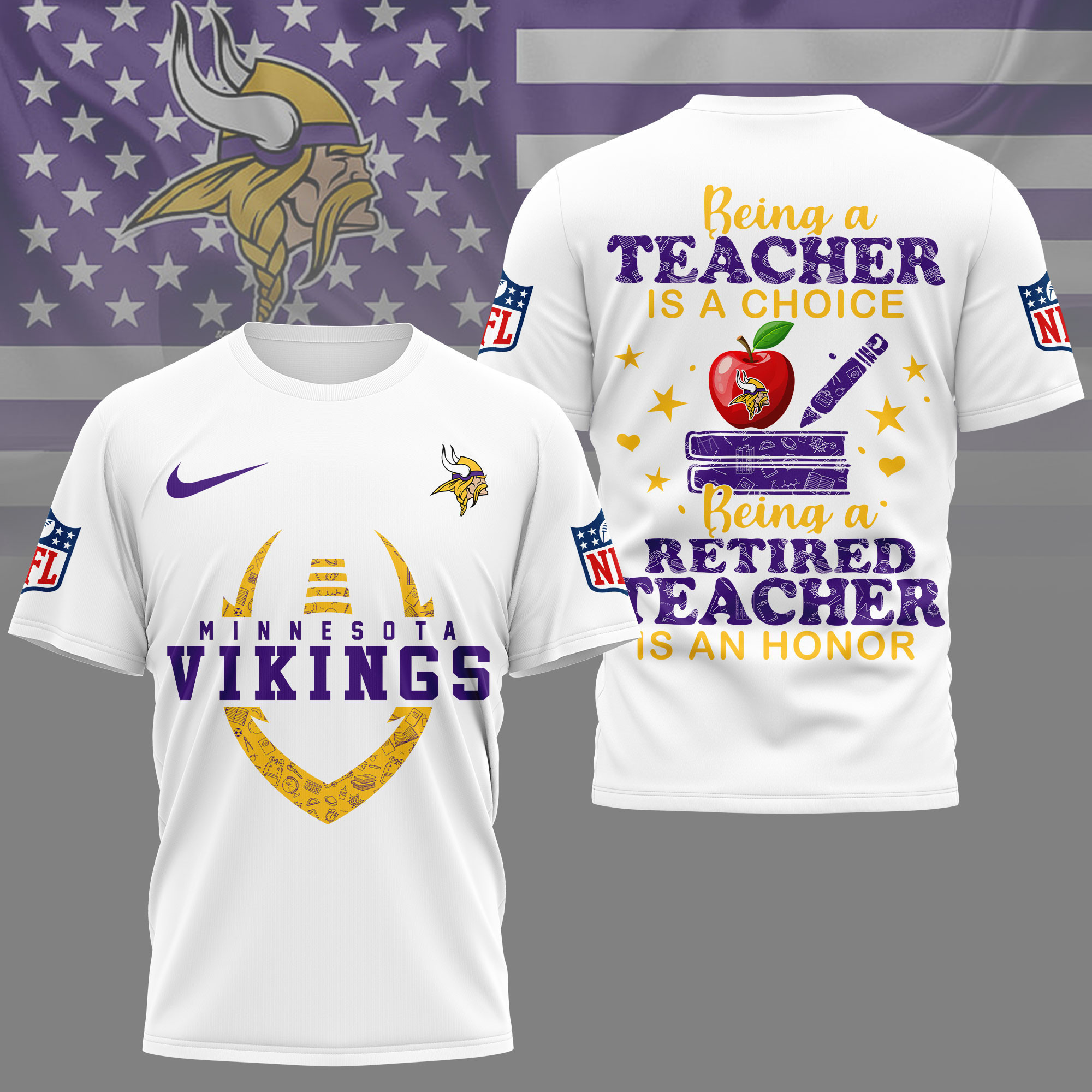 Minnesota Vikings | Premium NFL Teacher Honor 3D Shirt NY