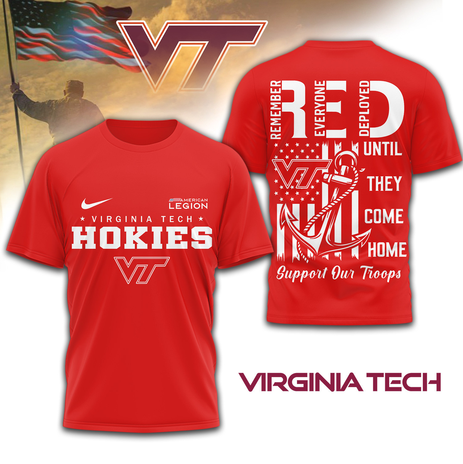 Virginia Tech Hokies | Premium NCAA Red Friday Shirt TD