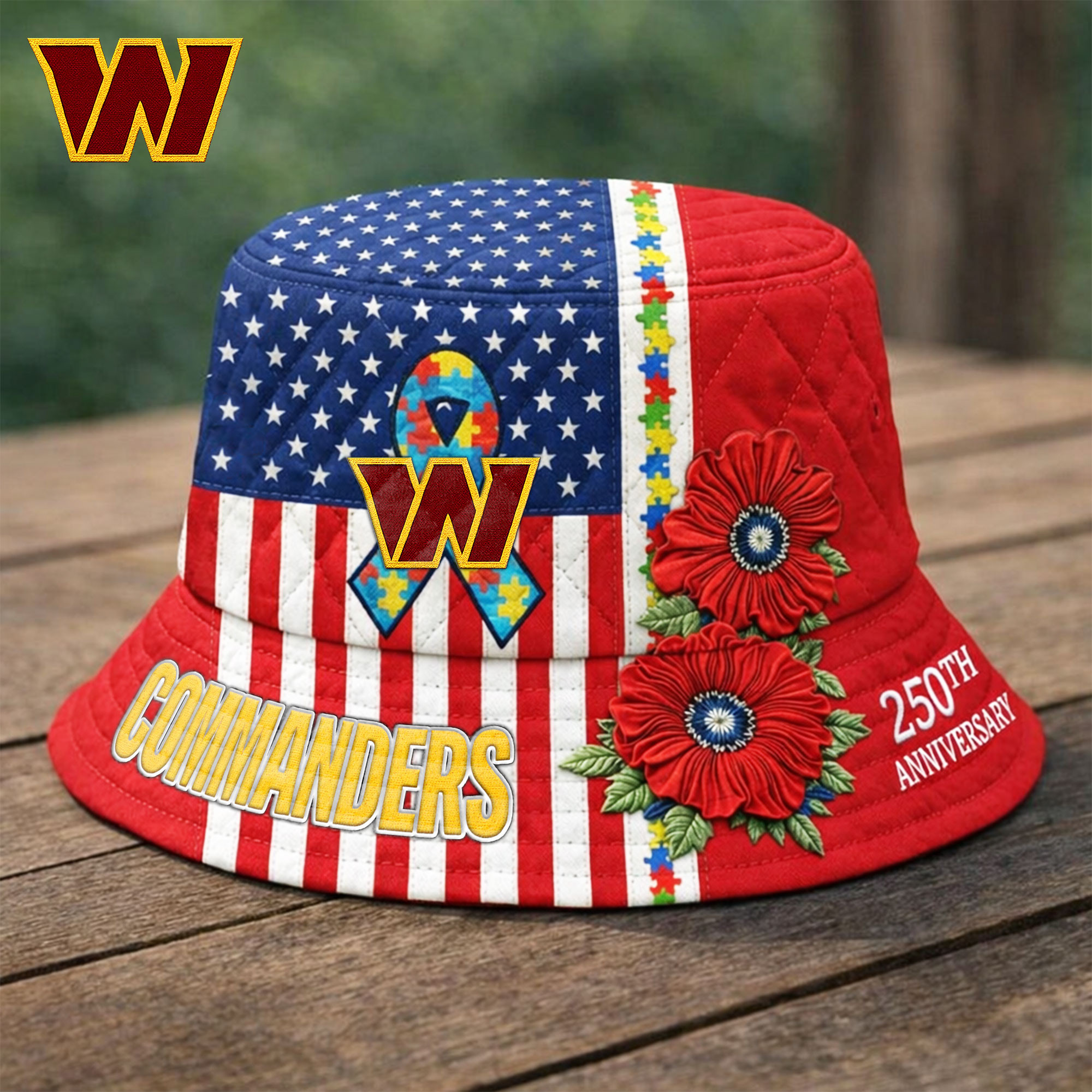 Washington Commanders | Premium NFL Autism 250th Anniversary Bucket Hat TD