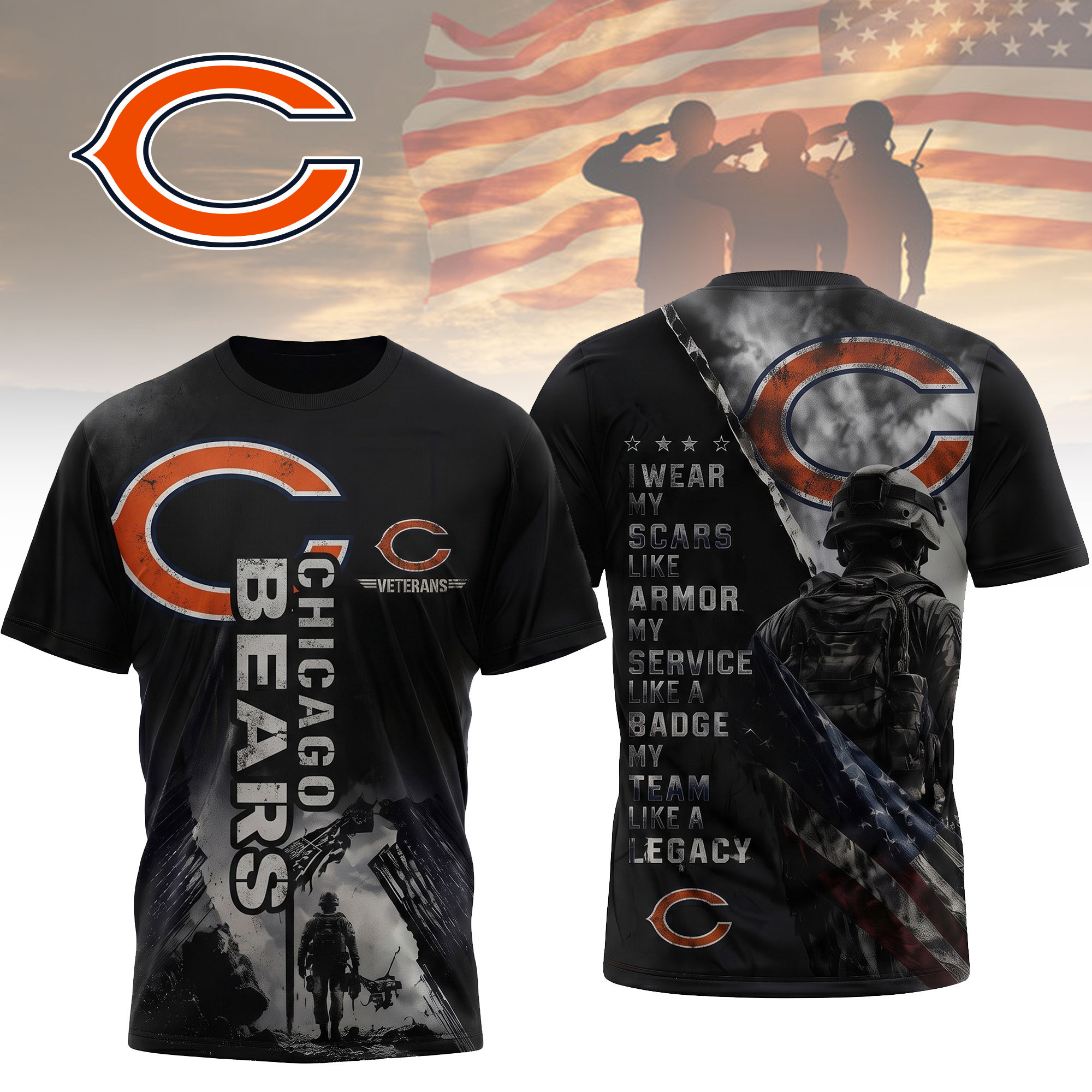 Chicago Bears | Premium NFL Veterans Legacy Team 3D Shirt NTH1