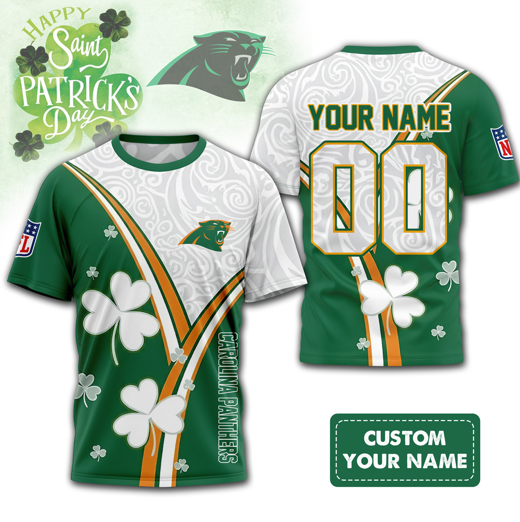 Carolina Panthers | Premium NFL Personalized Happy St. Pattrick's Day 3D Shirt NP