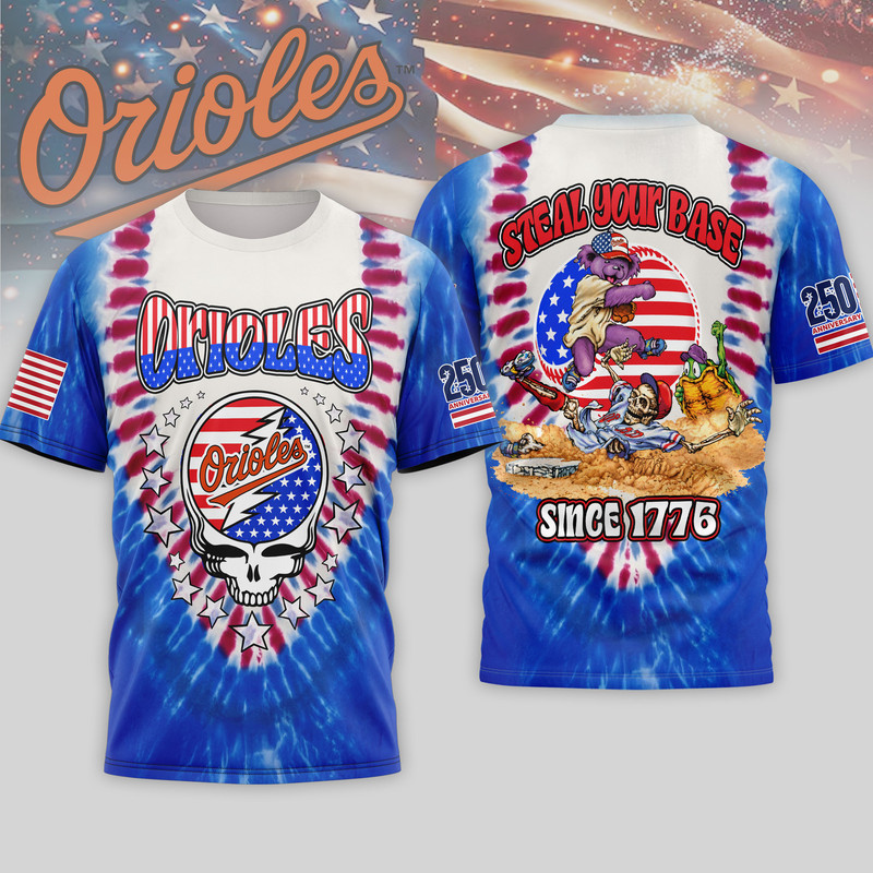 Baltimore Orioles | Premium MLB Grateful Dead 250 Years Of America 3D Shirt HY