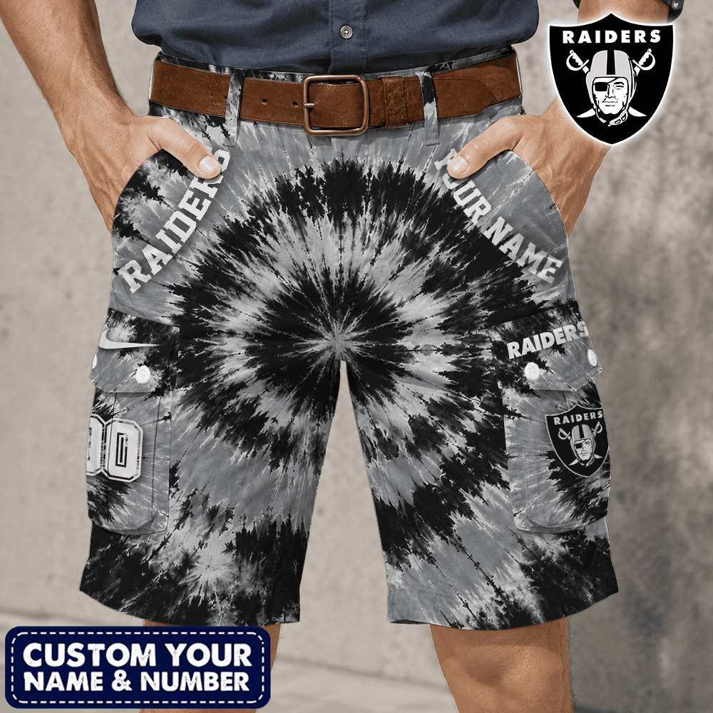 Las Vegas Raiders | Premium NFL Tie-Dye Cargo Shorts Square Pocket NTH1