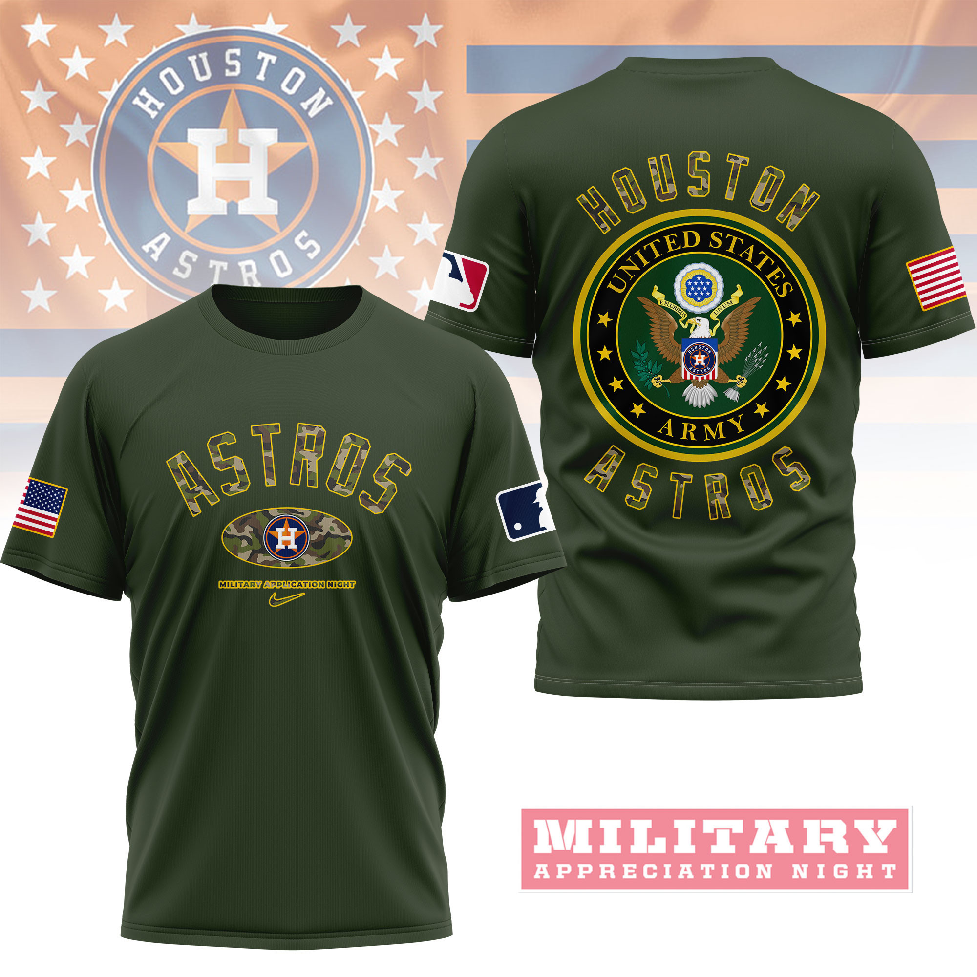 Houston Astros | Premium MLB Military Pride 3D Shirt NY