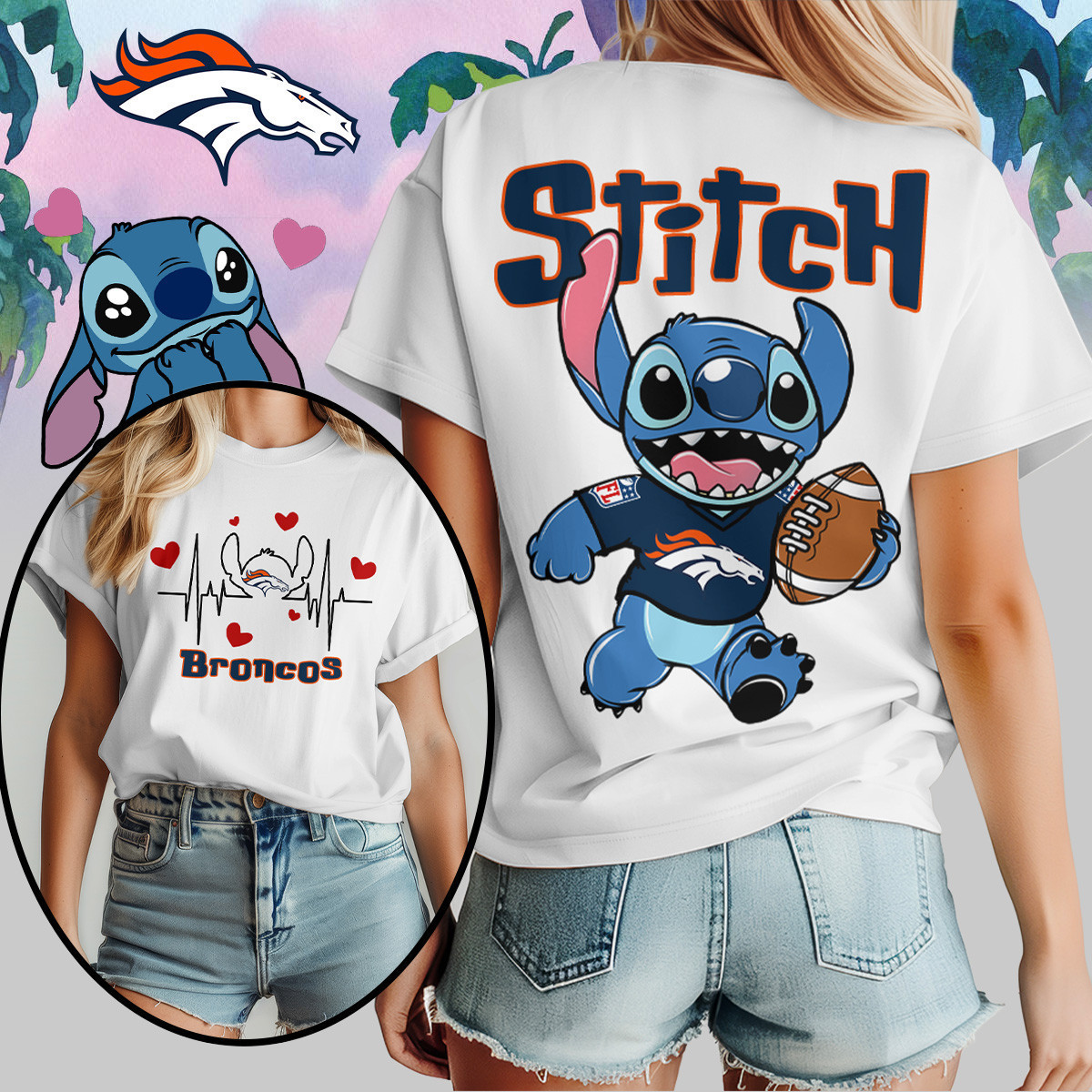 Denver Broncos | Premium NFL Stitch Women Shirt TD