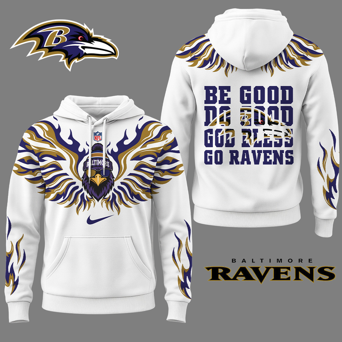 Baltimore Ravens | Premium NFL Fire Wings 3D Hoodie NY